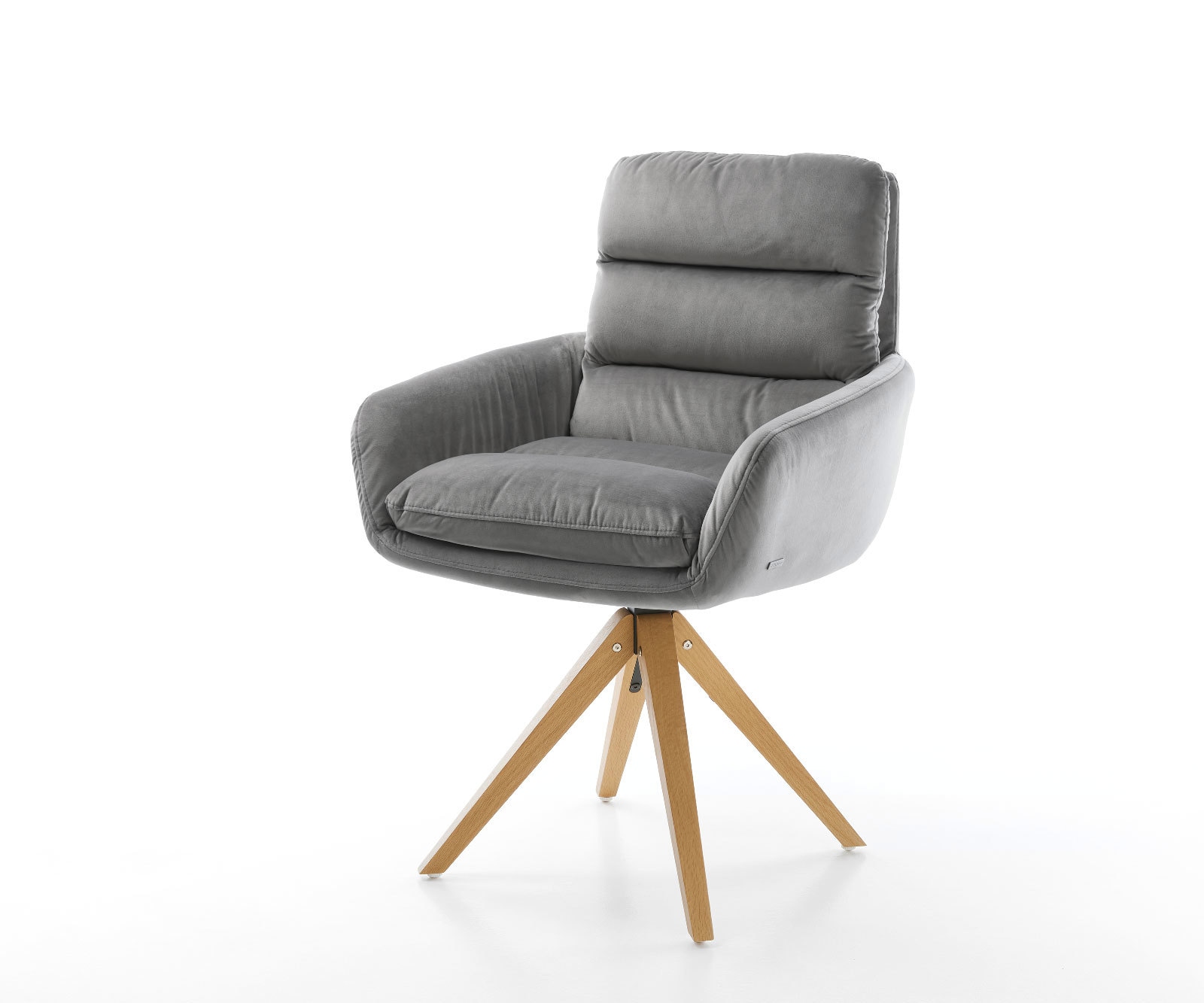 Врътящ се стол с подлакътници Кадифе Сив Дървена рамка  180° въртящ се Abelia-Flex Врътящ се стол с подлакътници Кадифе Сив Дървена рамка  180° въртящ се Abelia-Flex