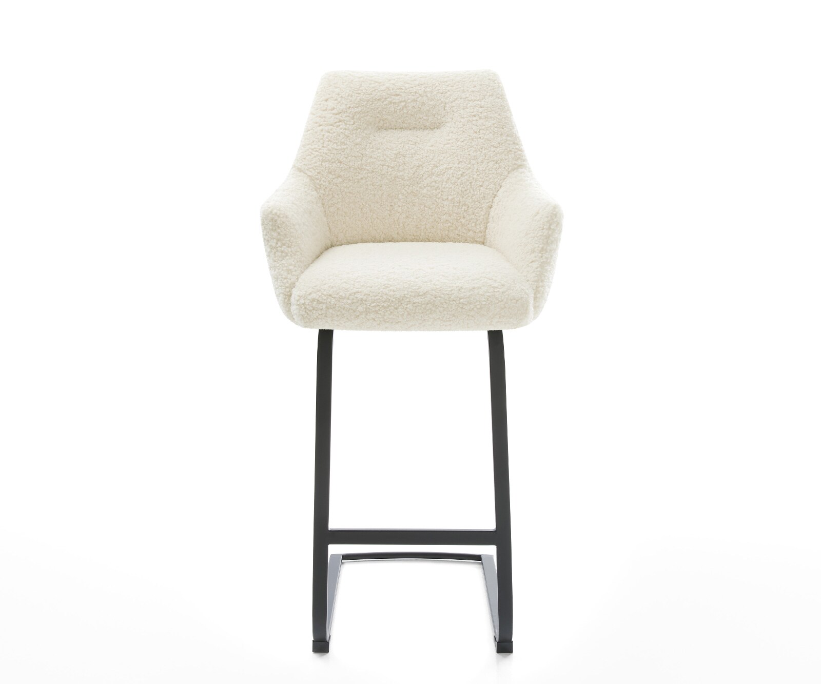 Бар стол Alja-Flex teddy плат бежов, метална, плоска, конзолна основа в черно, джоб пружина сърцевина 2