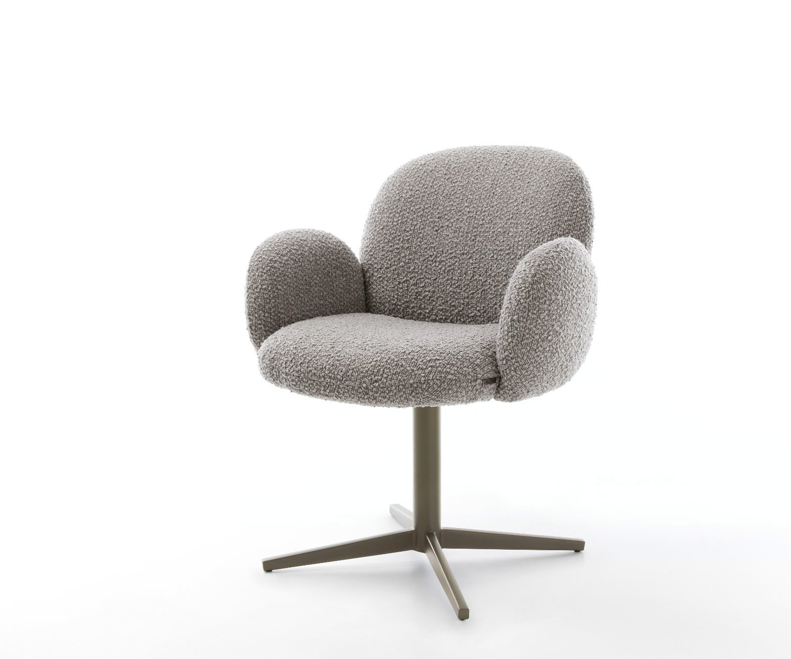 Врътящ се стол с подлакътници Букле СребристСив Офис основа  Titan 360° въртящ се Покет пружина Nube-Flex 1