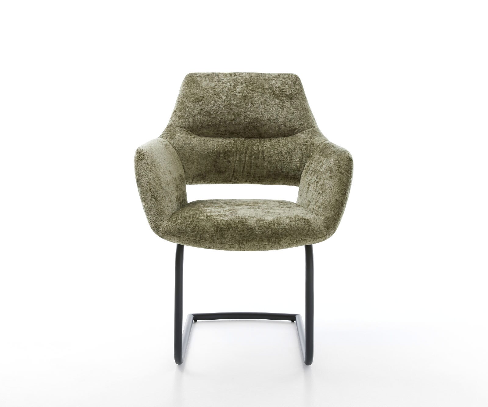 Люлеещ стол с подлакътници Шенил Маслина Конзолен крак кръгъл Черен Yago-Flex 1 Люлеещ стол с подлакътници Шенил Маслина Конзолен крак кръгъл Черен Yago-Flex 1