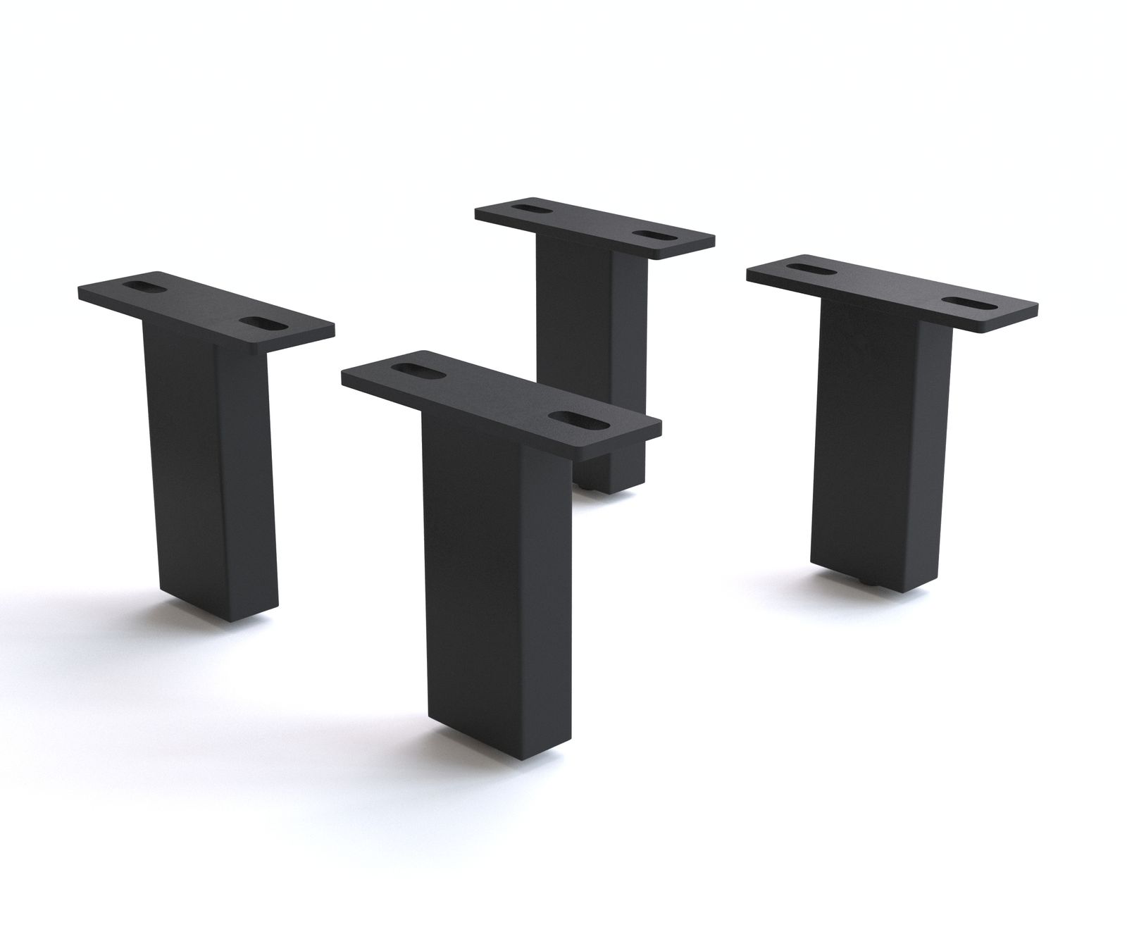 Квадратна основа 12,5 см, метална, черна, за всички видове мебели (комплект от 4)