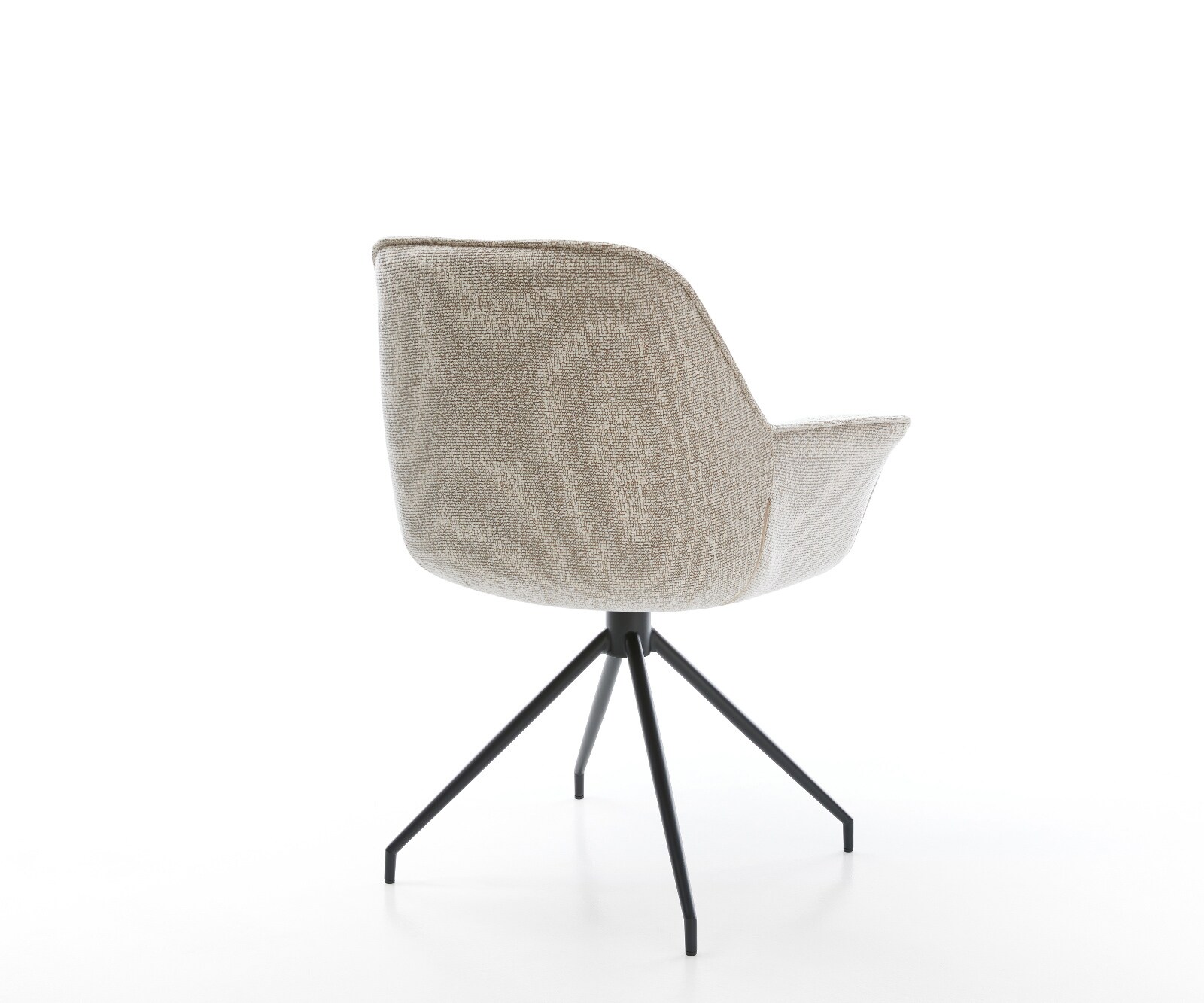 Трапезен стол Keila-Flex с подлакътници Тъкан Soft Beige Конична кръстосана рамка Черно 5