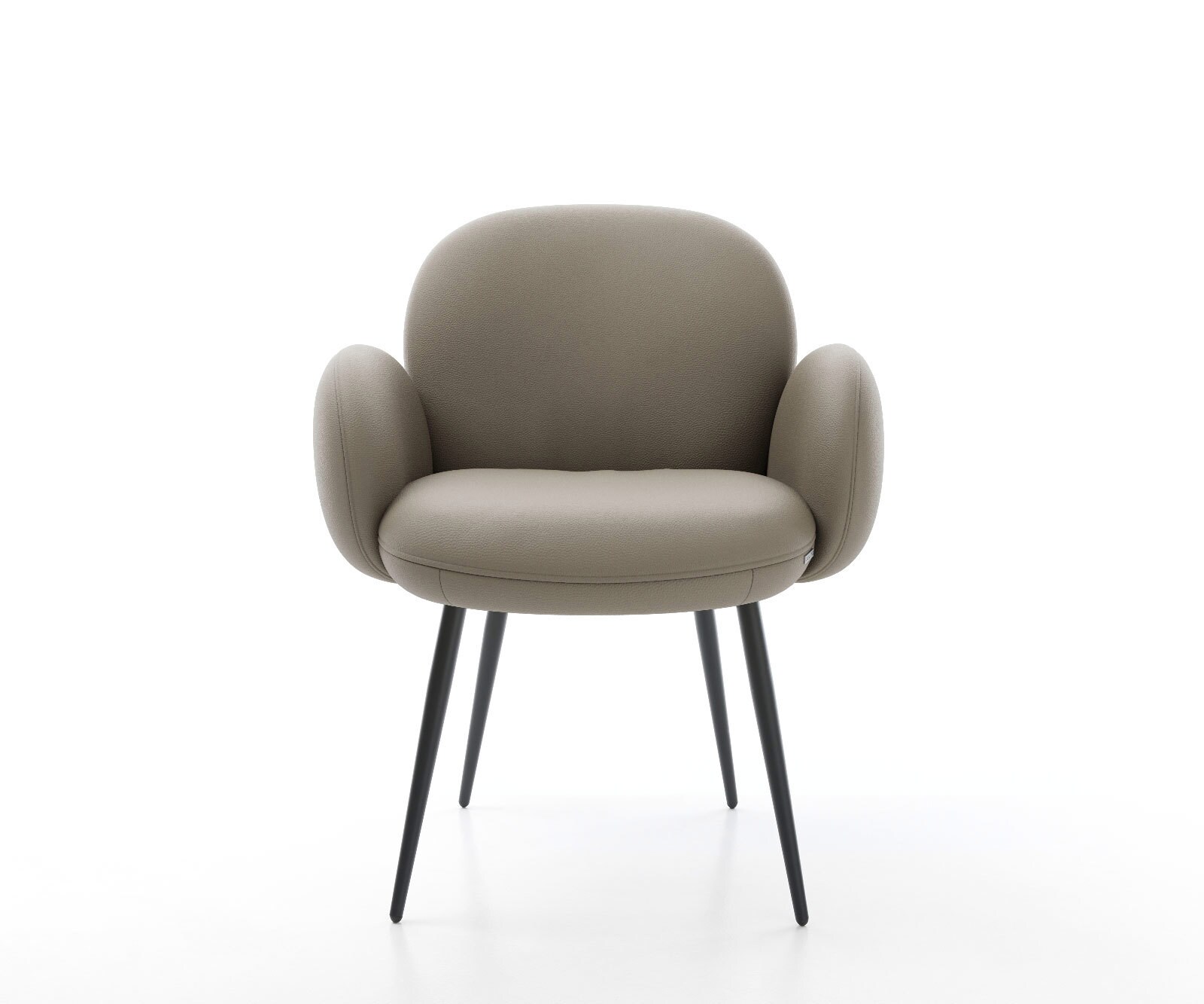 Стол Естествена кожа Сиво-Кафяв 4-крака Прави Черни Покет пружина Nube-Flex 1