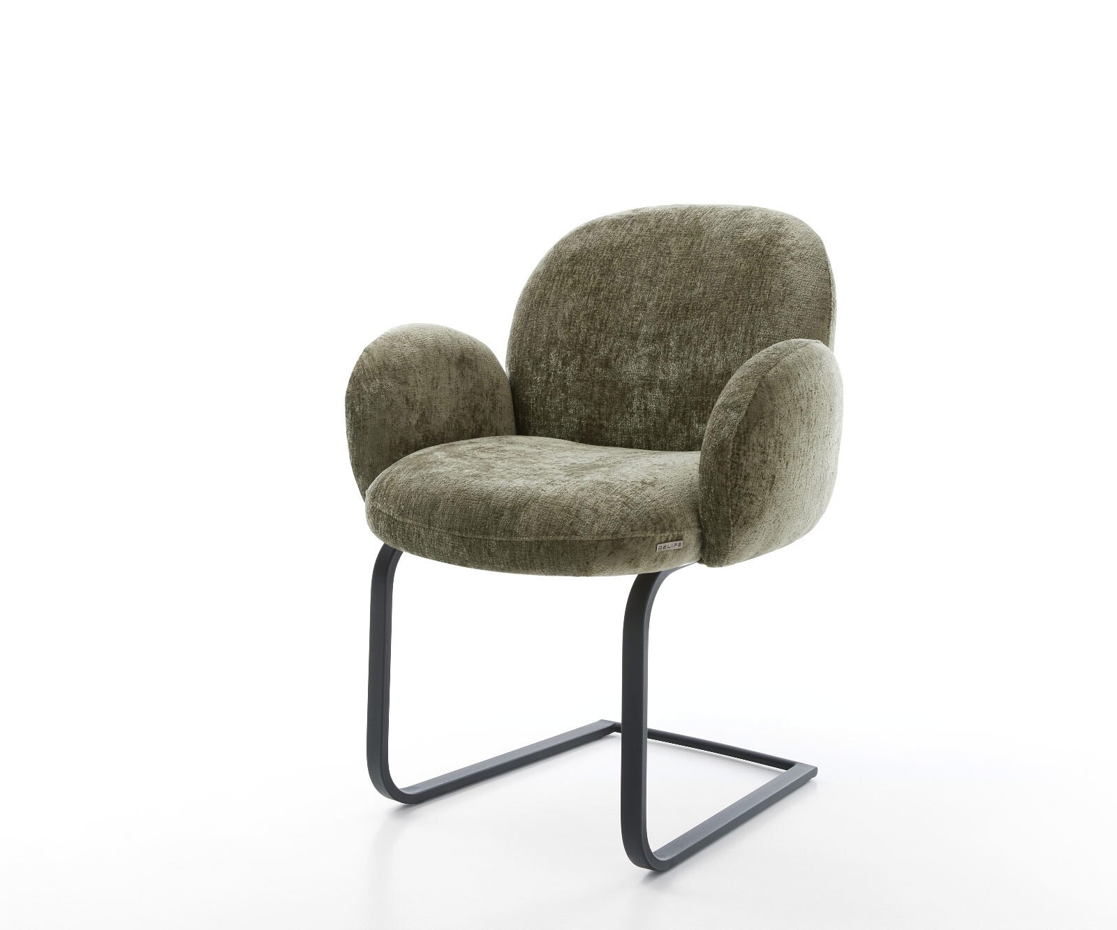 Люлеещ стол с подлакътници Шенил Маслина Конзолен крак плосък Черен Покет пружина Nube-Flex 1