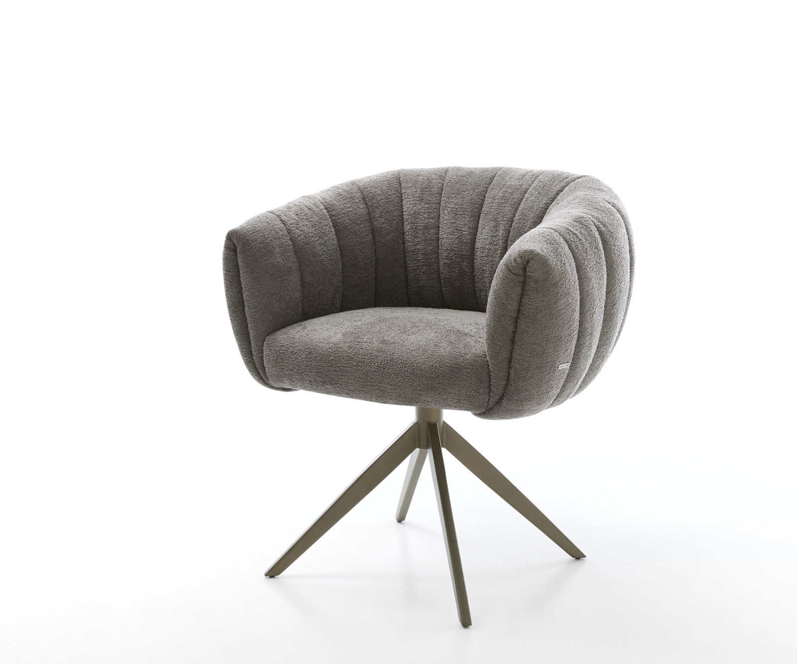 Въртящ се стол Jada-Flex, Букле Сиво-кафяво, Кръстосана рамка широка Ефектно покритие Титан 360° завъртане Люлееща се функция Ядро от джобни пружини