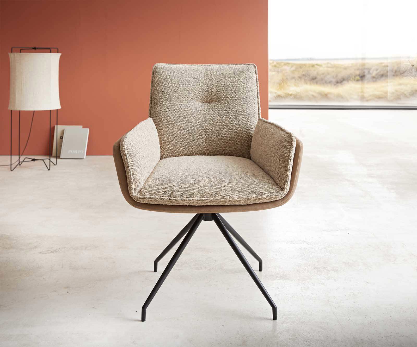 Въртящ се стол Nela-Flex материал микс кръстосана рамка черна 180° въртящ се 1 Въртящ се стол Nela-Flex материал микс кръстосана рамка черна 180° въртящ се 1