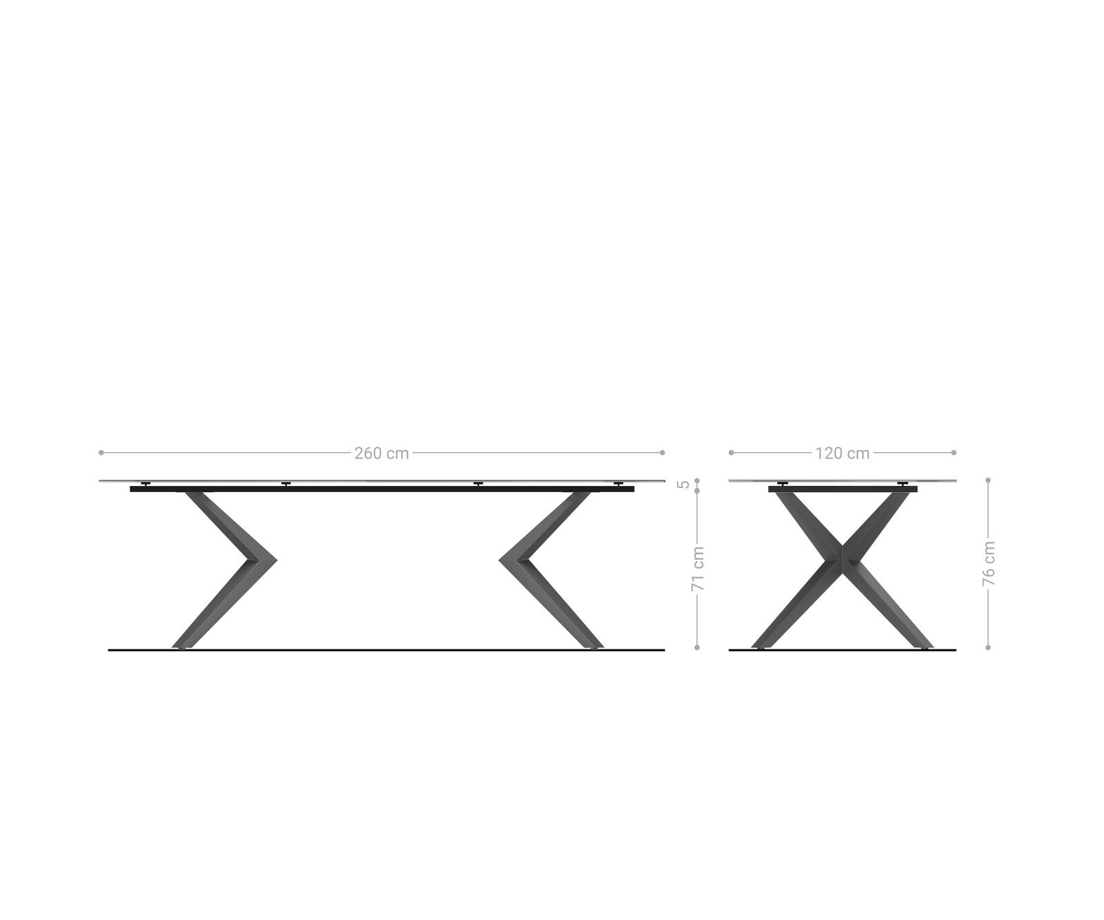 Трапезна маса Edge Boot 260x120 см, керамика Laminam „®“, „Nero Greco“, „Anthrazit“, „Zenthara“, с остри ръбове, неръждаема стомана 6