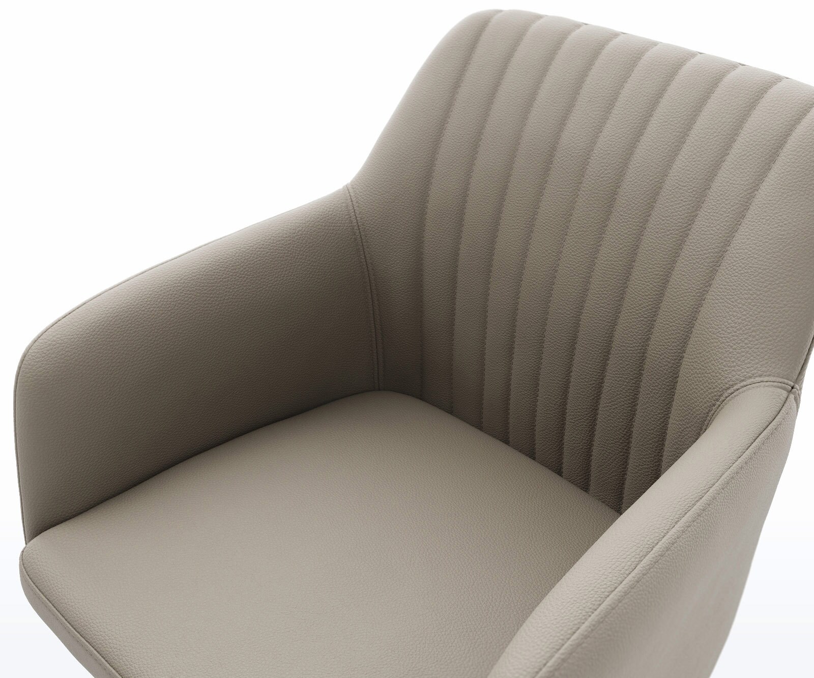 Врътящ се стол Естествена кожа Сиво-Кафяв Конус крак кръгъл Неръждаема стомана 180° въртящ се Greg-Flex 4