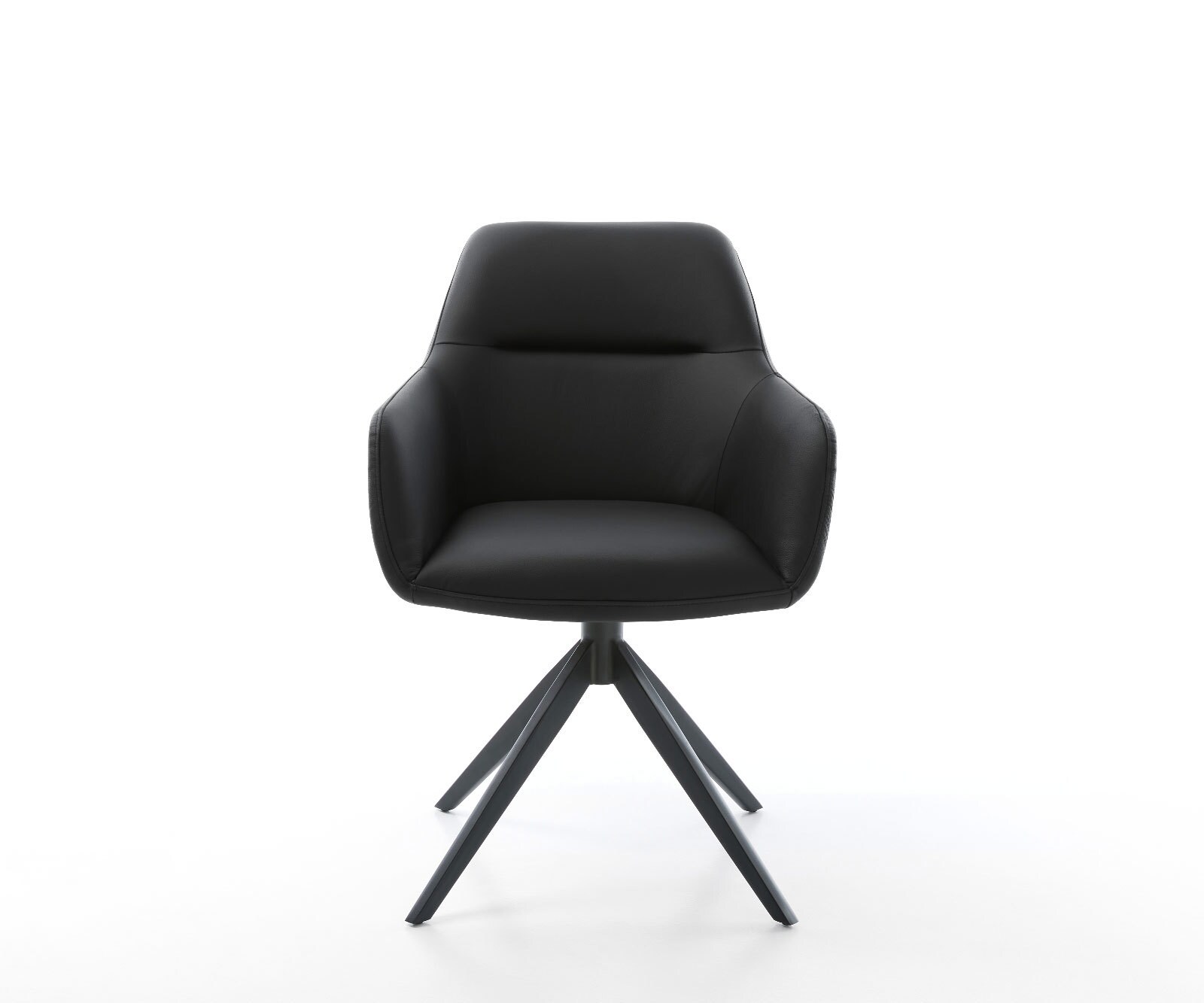 Въртящ се стол Pejo-Flex Естествена кожа Черно Кръстосана рамка широка Черно Завъртане на 360° Люлееща се функция Ядро от джобни пружини 1