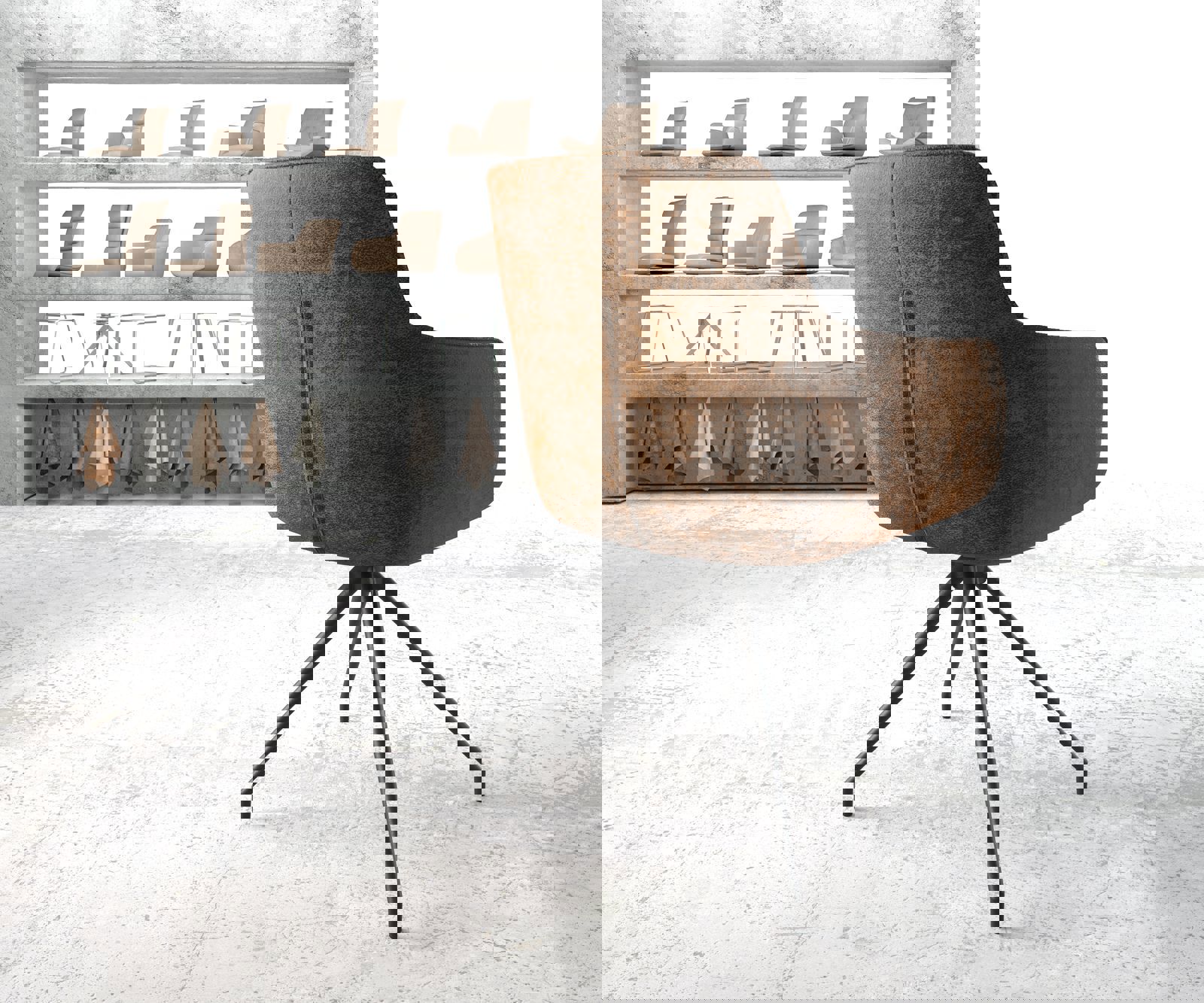 Въртящ се стол Pejo-Flex кафяв антикварна кръстосана рамка конична черна 180° въртене 3