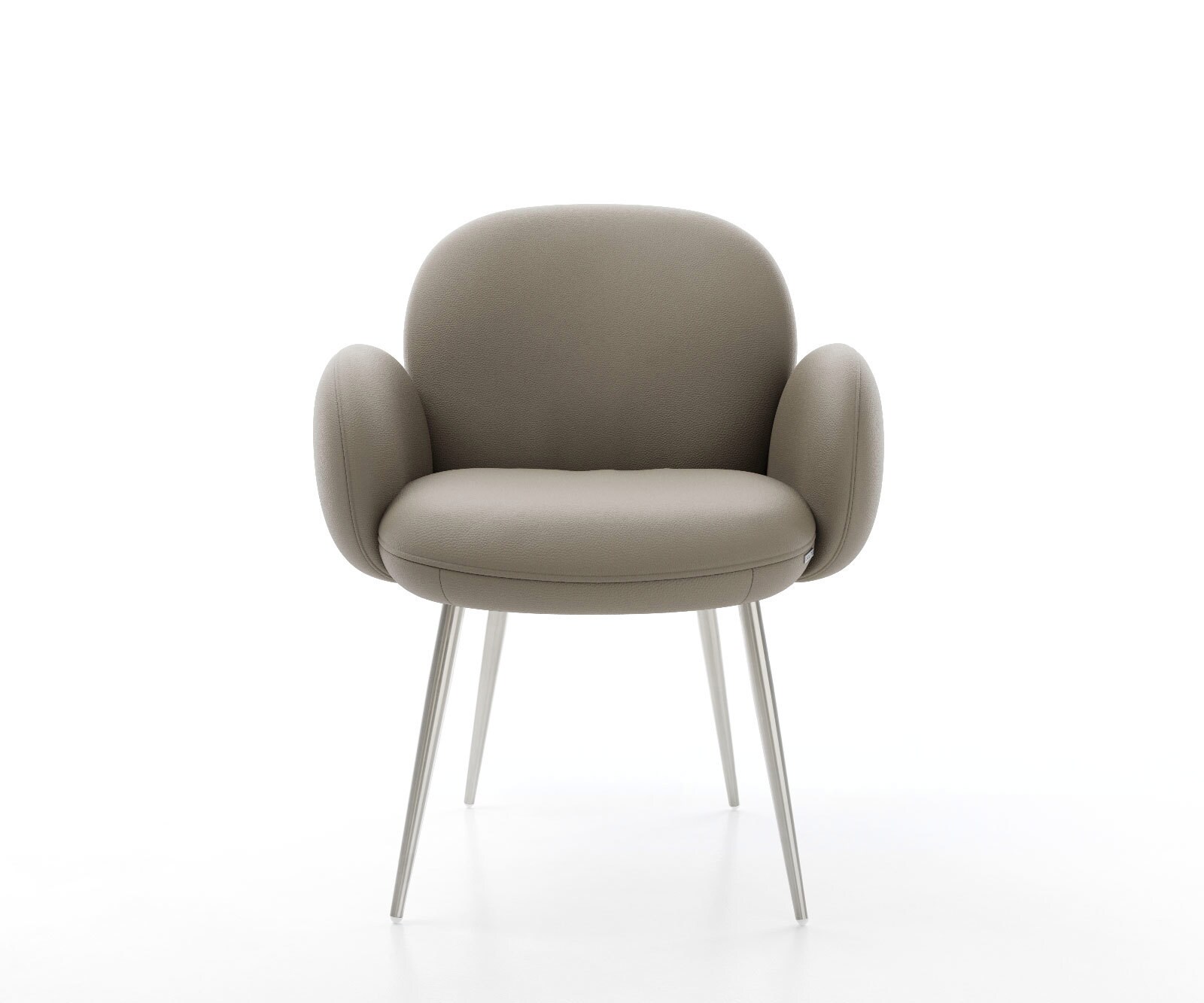 Стол Естествена кожа Сиво-Кафяв 4-крака Прави Неръждаема стомана Покет пружина Nube-Flex 1