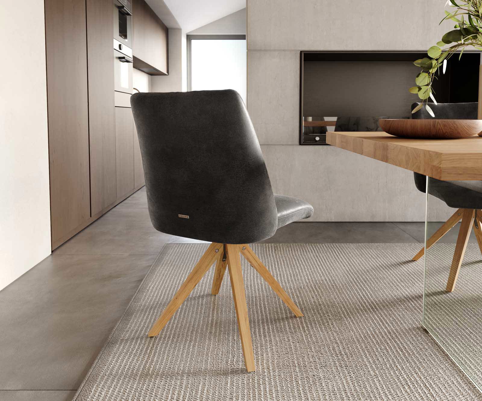 Врътящ се стол Антрацит Винтидж Дървена рамка  Натурал 180° въртящ се Покет пружина Elso-Flex 3 Врътящ се стол Антрацит Винтидж Дървена рамка  Натурал 180° въртящ се Покет пружина Elso-Flex 3