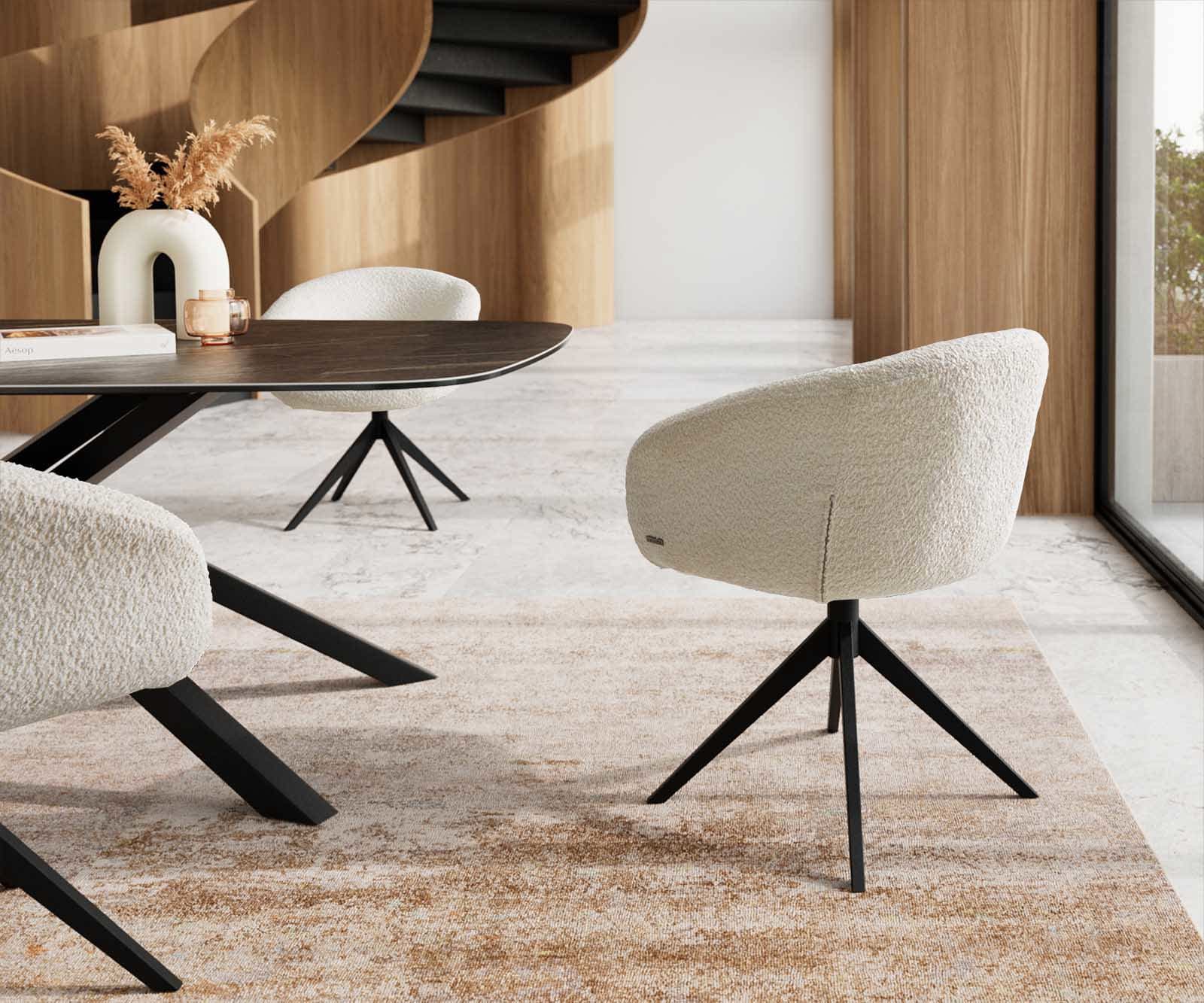 Врътящ се стол с подлакътници Букле Бял Конус крак плосък Черен 360° въртящ се Покет пружина Vinka-Flex 4 Врътящ се стол с подлакътници Букле Бял Конус крак плосък Черен 360° въртящ се Покет пружина Vinka-Flex 4