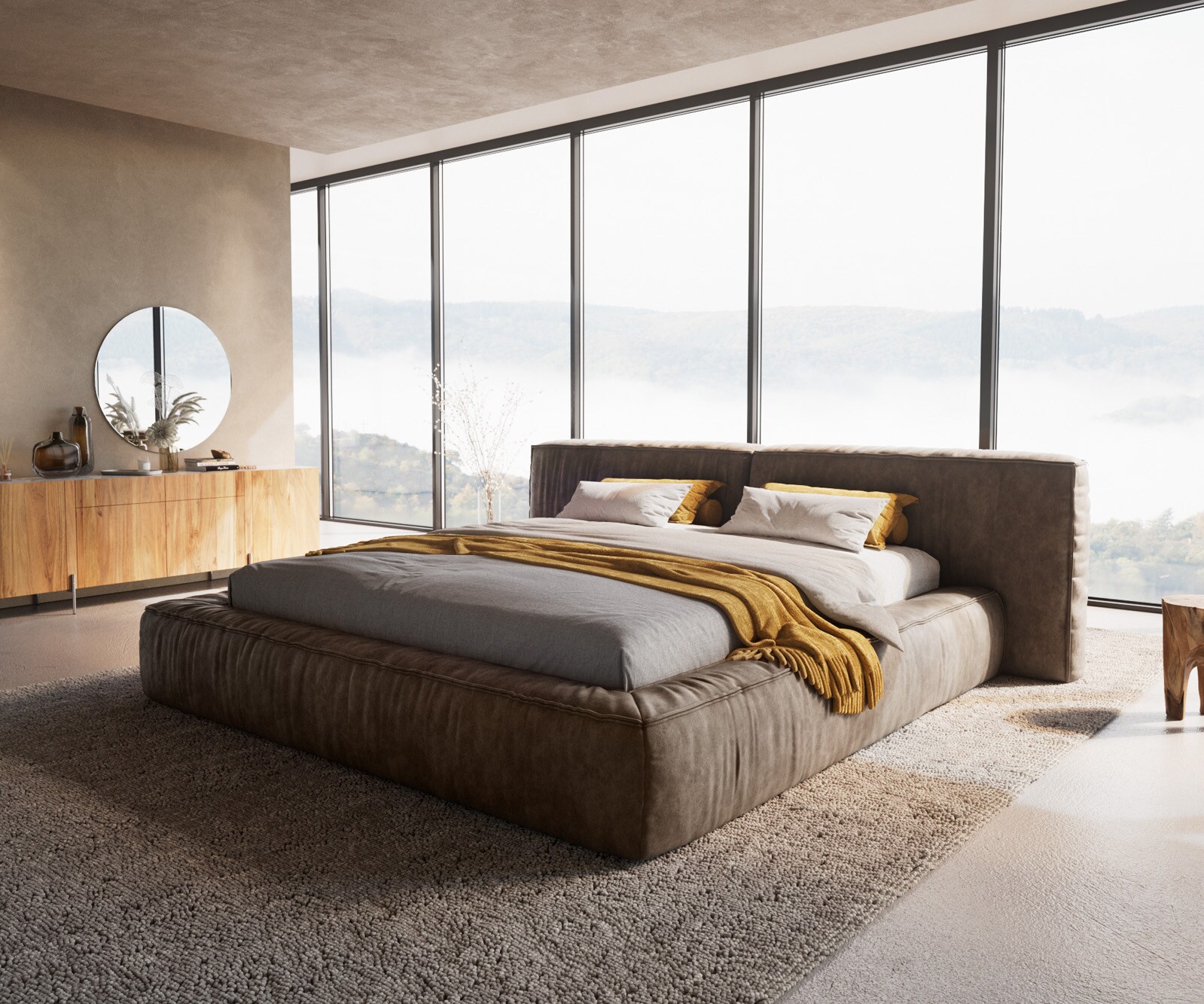 Тапицирано легло Coperti 180x200 cm bouclé крем-бяло 5