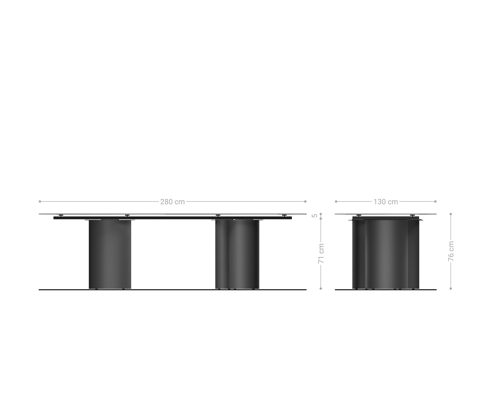 Трапезна маса Edge Oval 280x130, керамика Iris FMG Agatablack, Troa, метал с ефектно покритие „Титан“ 8