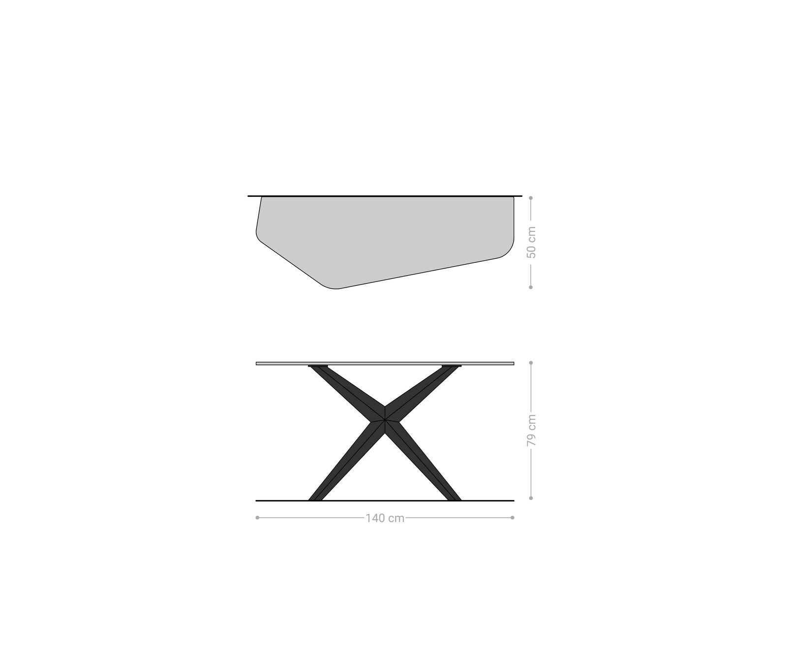 Конзолна маса Edge Polygonal 140x50 см, керамика Patagonia, полирана, метал Zentharo, черна 8