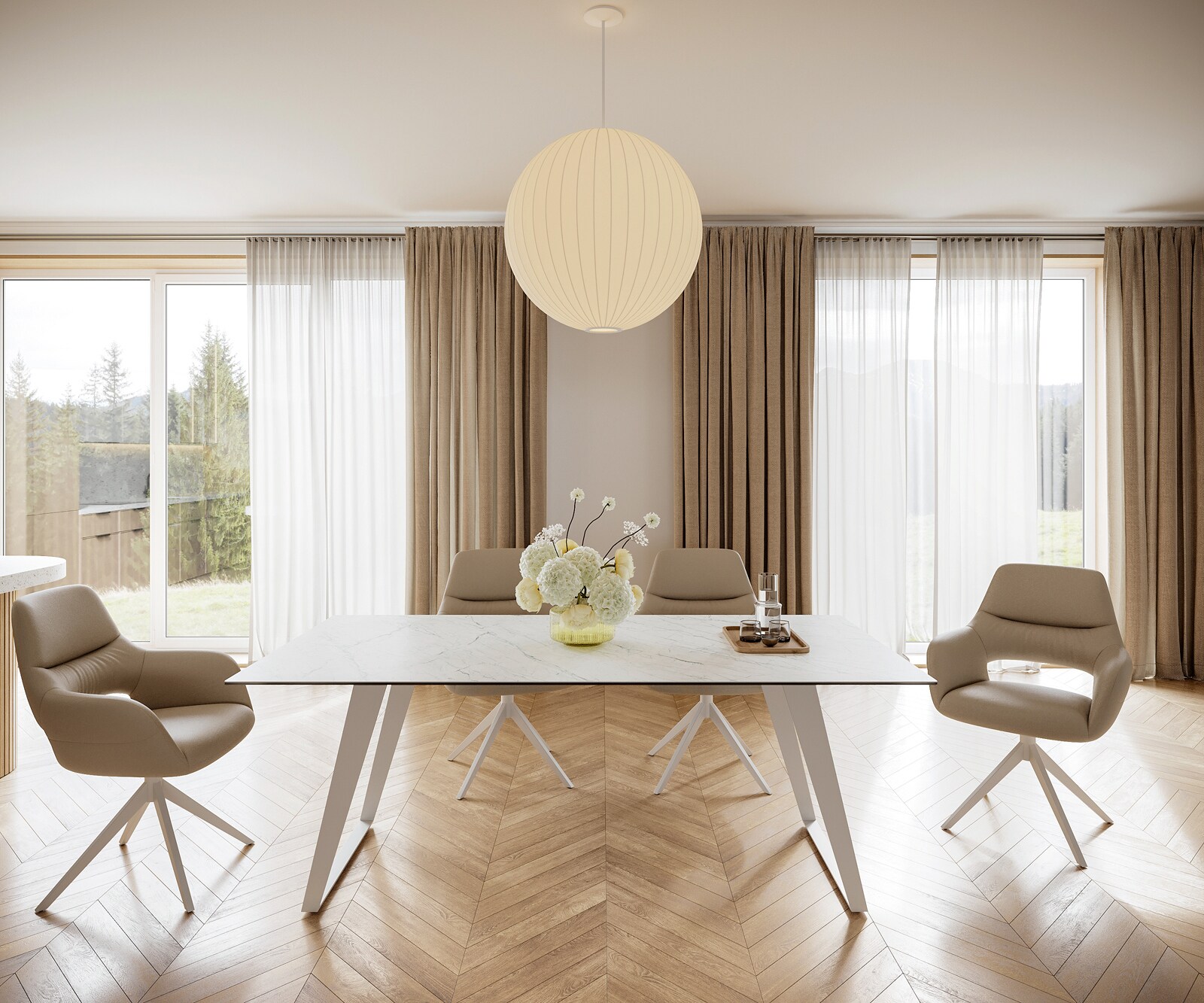 Трапезна маса Edge 200x100 см, керамика Laminam „®“, Statuarietto бяло, метал, наклонена бяла 2