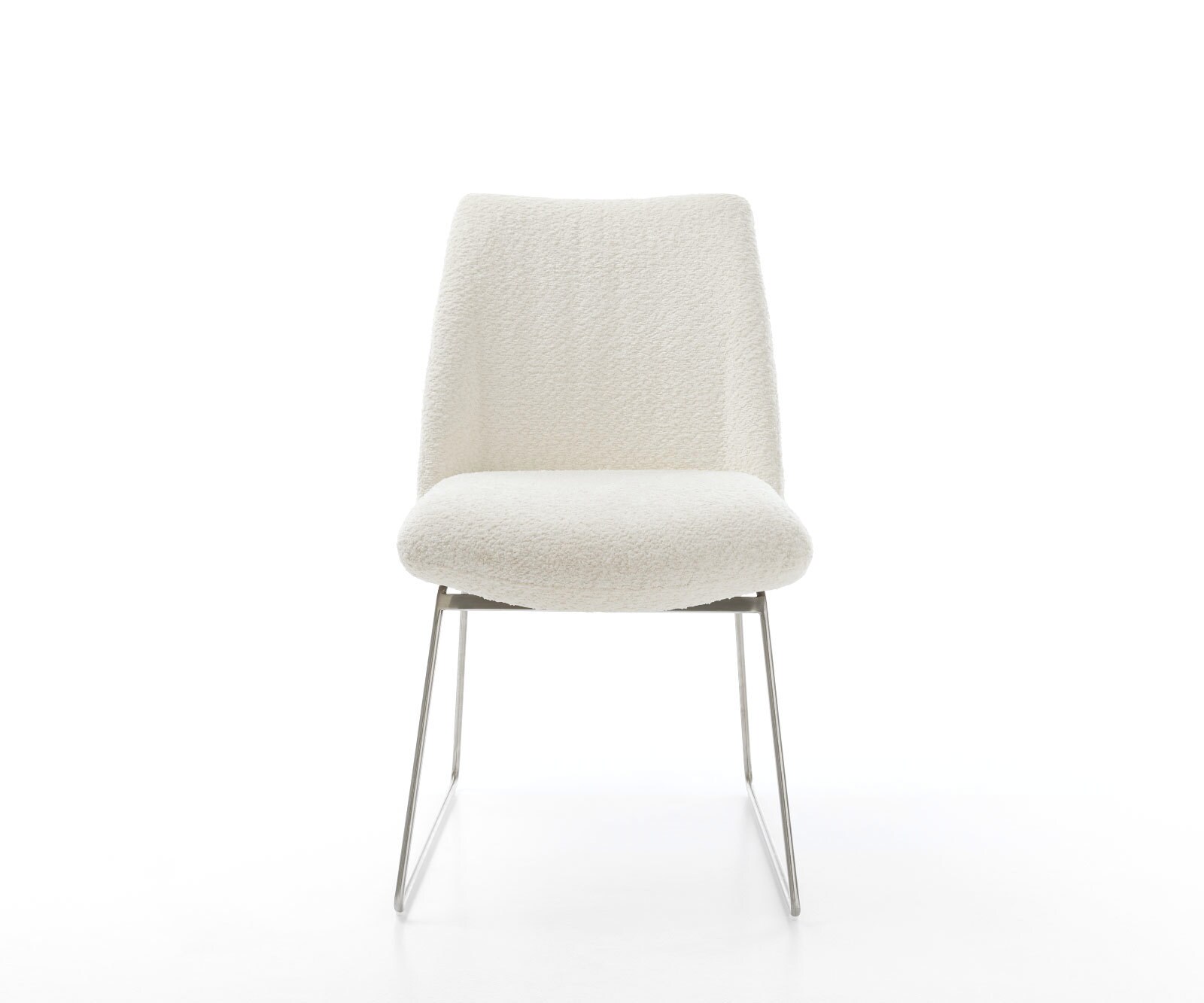 Трапезен стол Букле Бял Извити крака Неръждаема стомана Покет пружина Elso-Flex 2