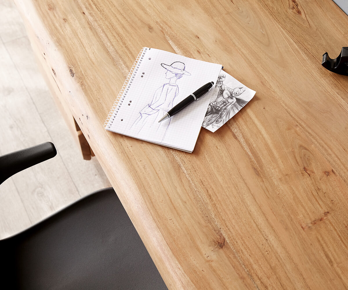 Бюро Live-Edge 150x60 cm естествена акация 3 чекмеджета 3