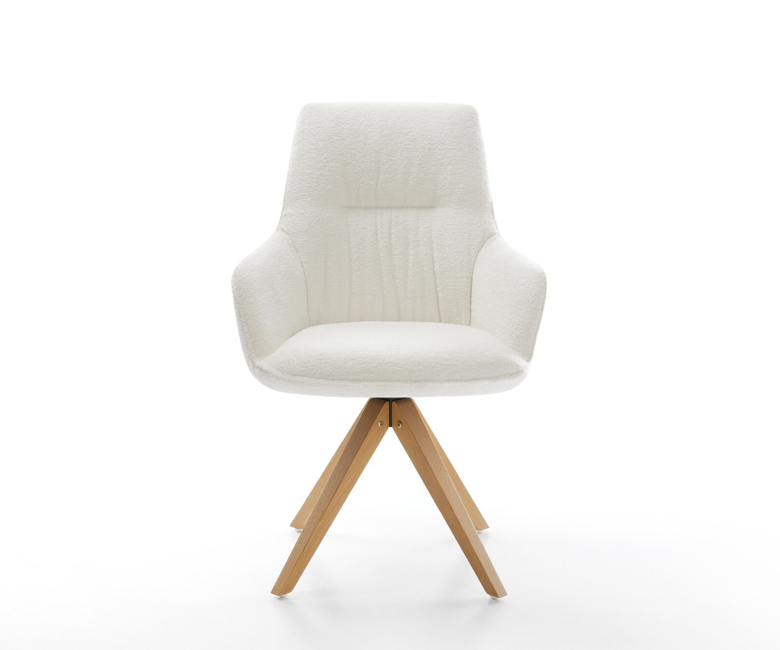 Въртящ се стол Zelia-Flex с подлакътници Bouclé Soft Beige Дървена рамка ъглова естествена 180° въртене Ядро от джобни пружини 2