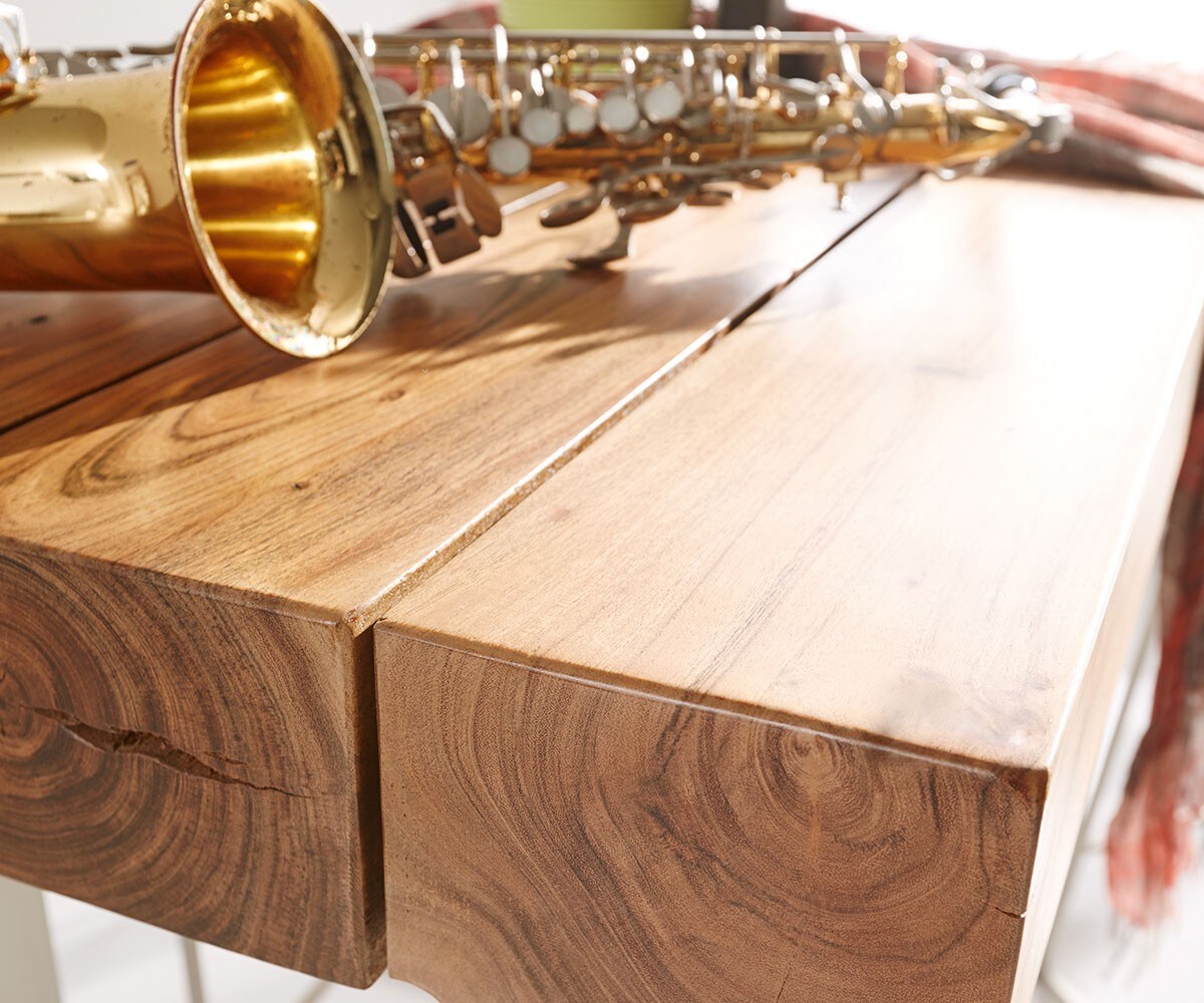 Бар маса 165x60 cm акациево кафяво с Метална рамка Блок 4