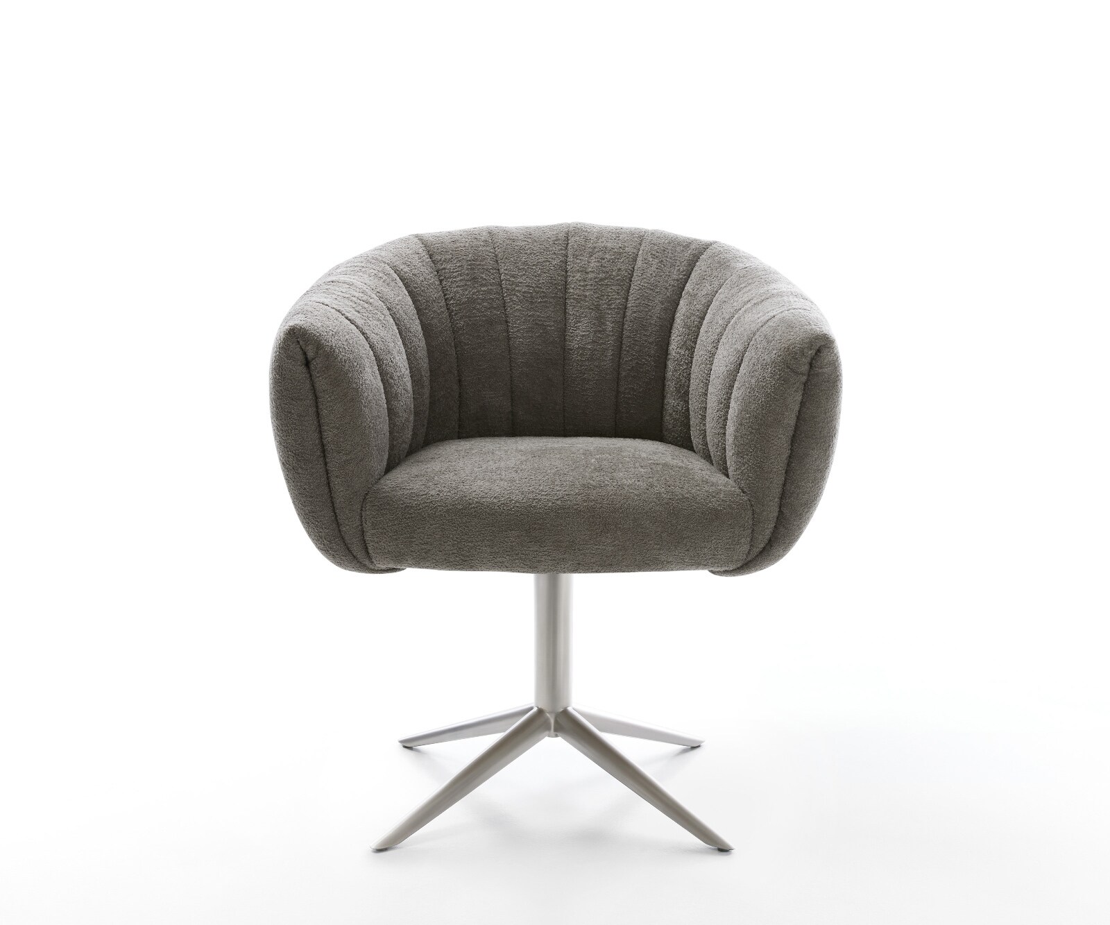 Въртящ се стол Jada-Flex, Букле Сиво-кафяво, Основа от неръждаема стомана Завъртане на 360° Люлееща се функция Ядро от джобни пружини 1