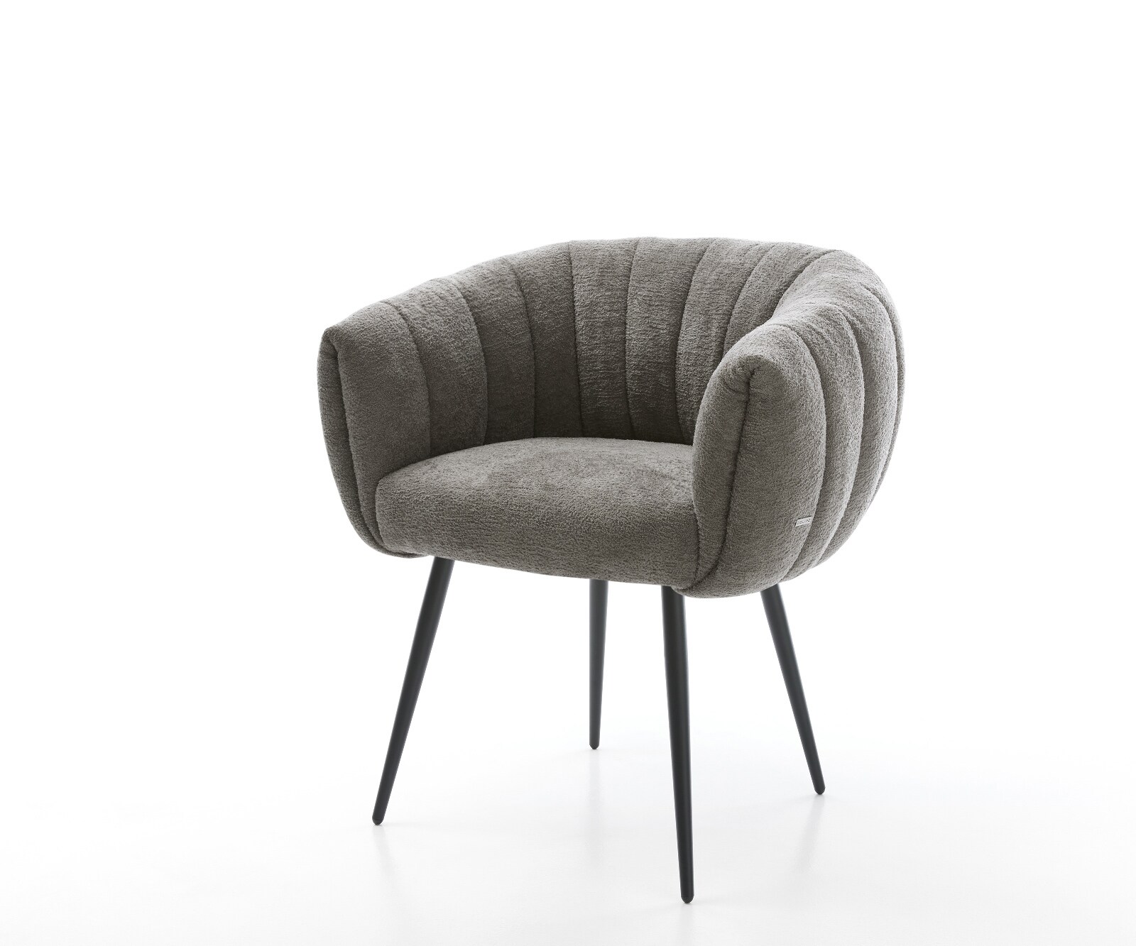 Трапезен стол Jada-Flex, Букле Сиво-кафяво, 4-крака с конична сърцевина от черни джобни пружини