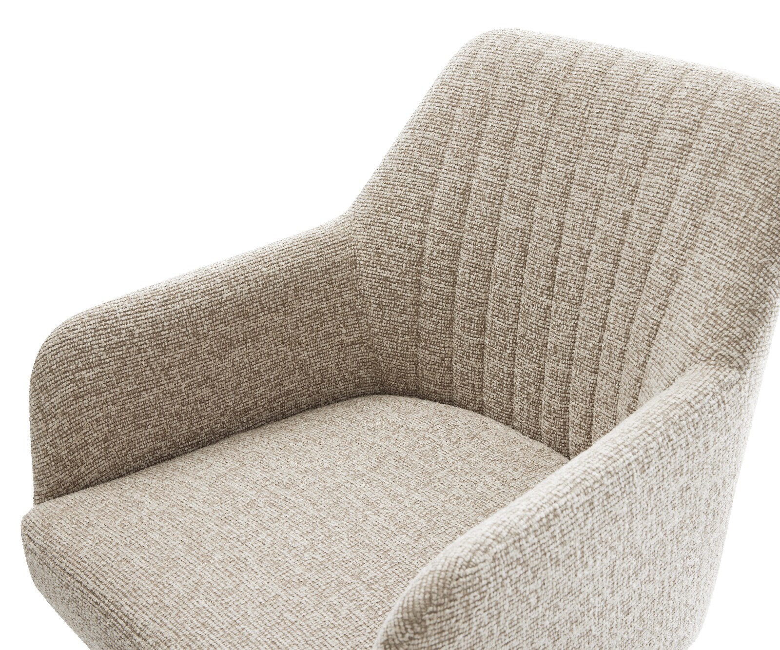 Въртящ се стол Greg-Flex, Мека бежова тъкан, Кръстосана рамка широка, Неръждаема стомана, Въртене на 360°, Люлееща се функция, Ядро от джобни пружини 4