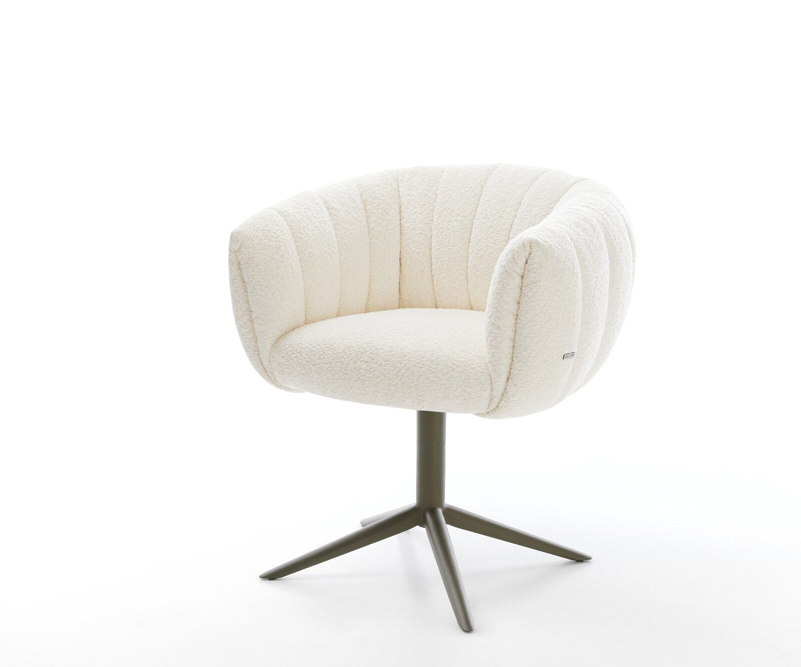 Въртящ се стол Jada-Flex Bouclé Бяло покритие с ефект на основата Титан 360° завъртане Люлееща се функция Ядро от джобни пружини