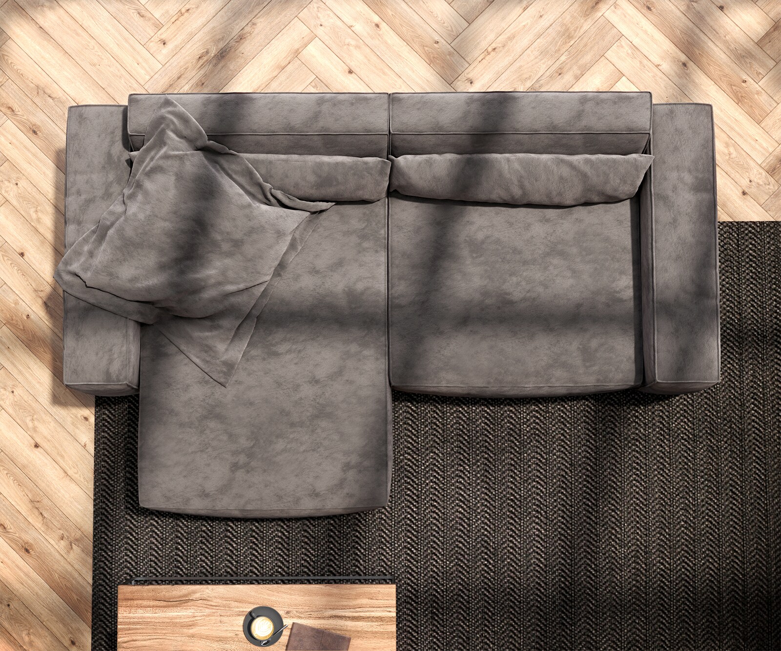 Ъглов диван L 260x160 cm Микрофибър КакиКафяв Варианти лежанка Sirpio 6