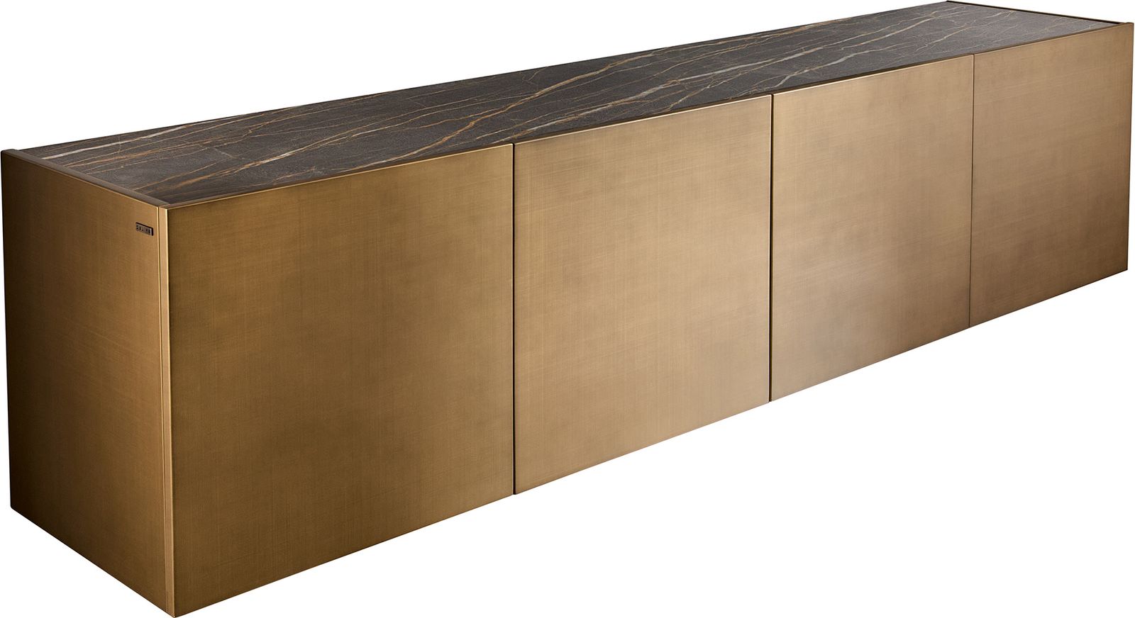 Шкаф Kazu 220 cm Metallic Gold 4 врати Ceramic Laminam®Noir Desir Brown