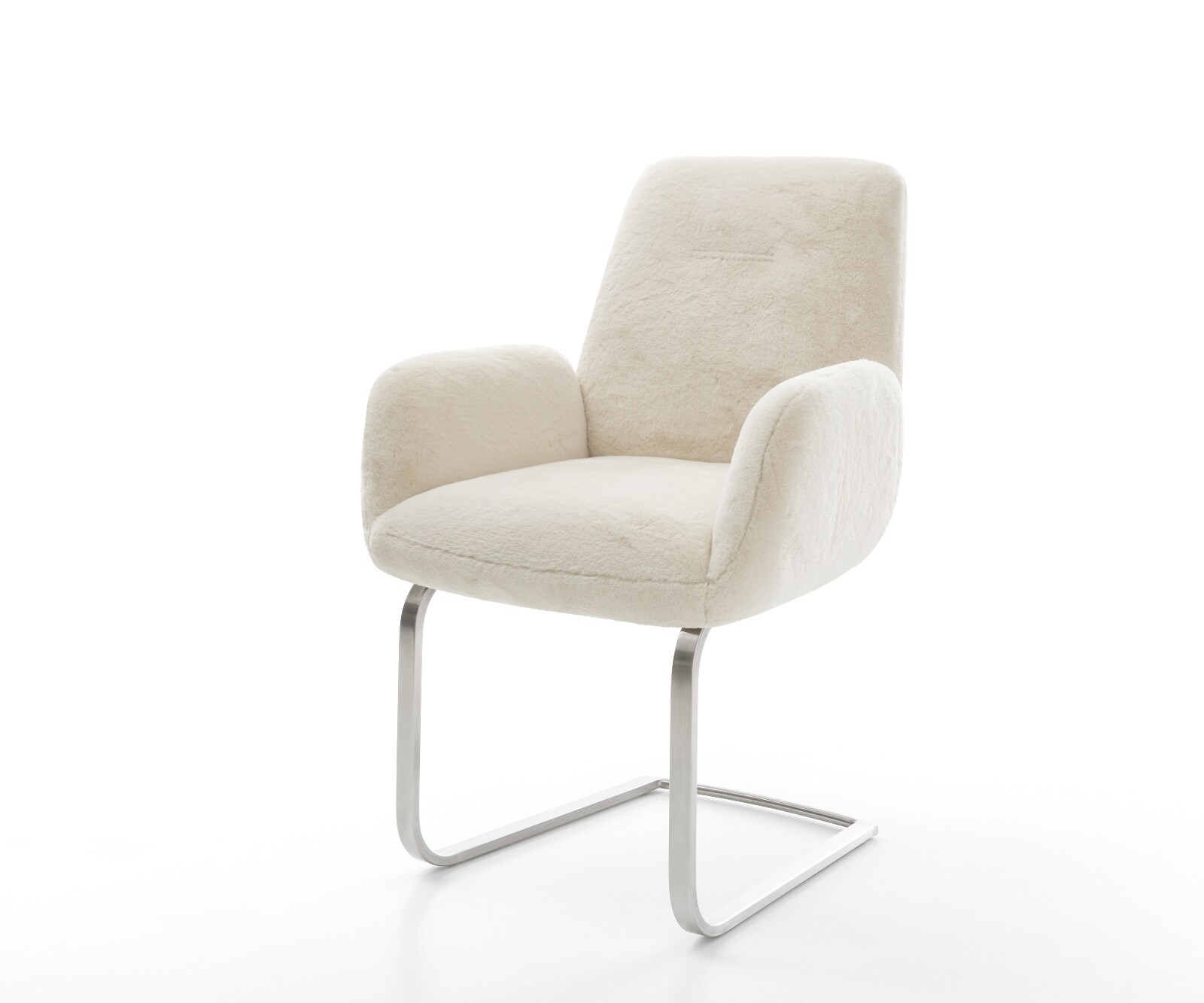 Стол с конзола Zoa-Flex плюшен кремаво-бял Стол с конзола с плоска сърцевина от джобни пружини от неръждаема стомана 1