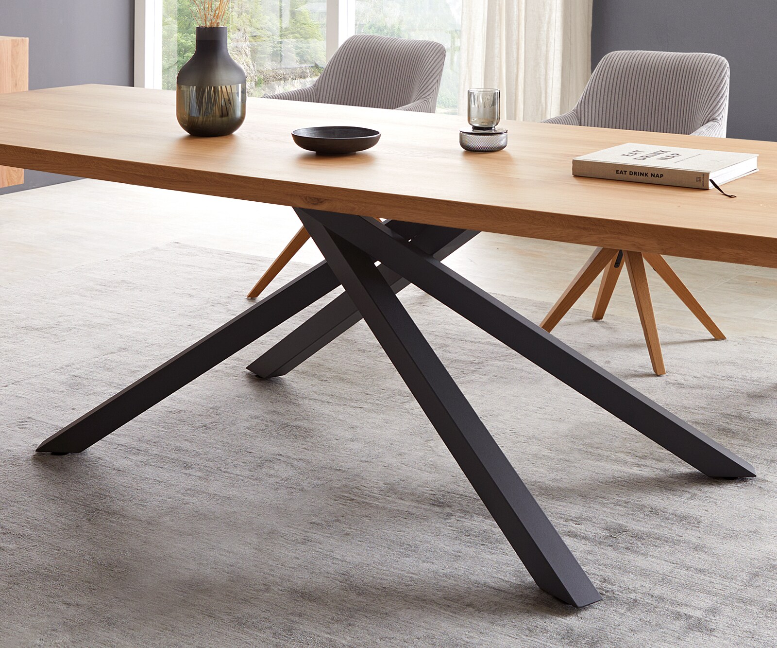 Маса 300x100 Дъб Натурал КръстРамка Правоъгълник Черен Edge 4 Маса 300x100 Дъб Натурал КръстРамка Правоъгълник Черен Edge 4