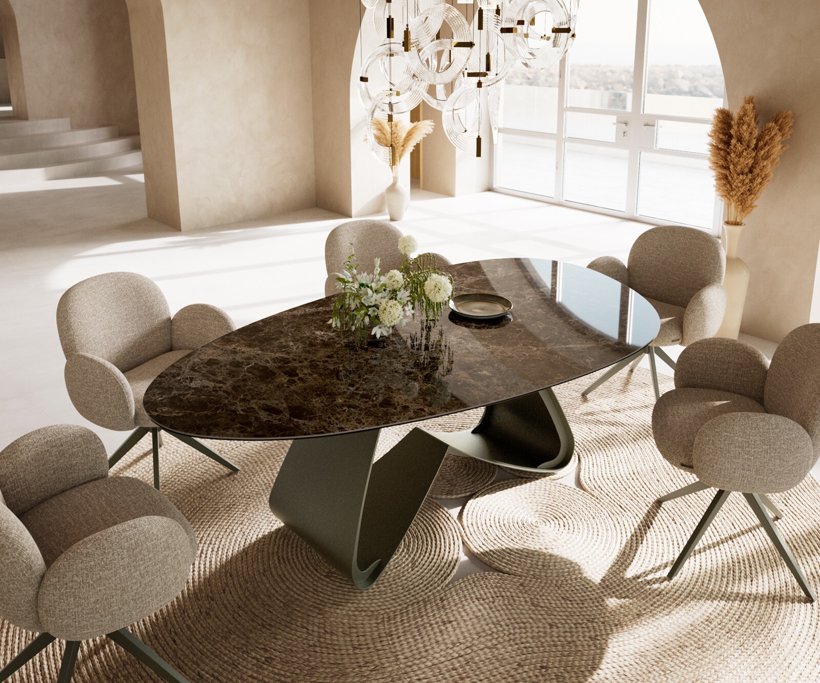 Трапезна маса Edge керамика овал