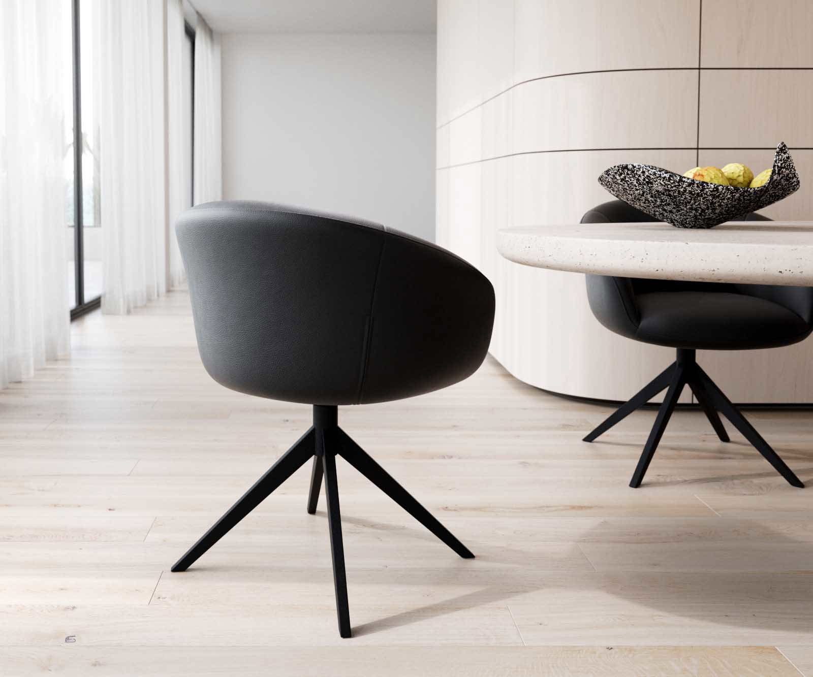 Врътящ се стол с подлакътници Естествена кожа Черен Конус крак плосък Черен 360° въртящ се Покет пружина Vinka-Flex 5 Врътящ се стол с подлакътници Естествена кожа Черен Конус крак плосък Черен 360° въртящ се Покет пружина Vinka-Flex 5