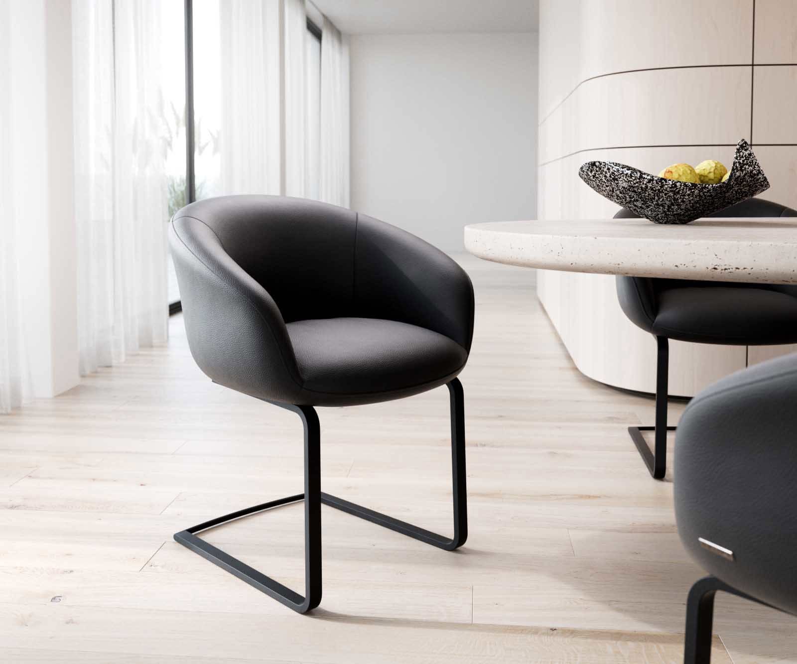 Люлеещ стол с подлакътници Естествена кожа Черен Конзолен крак плосък Черен Покет пружина Vinka-Flex Люлеещ стол с подлакътници Естествена кожа Черен Конзолен крак плосък Черен Покет пружина Vinka-Flex