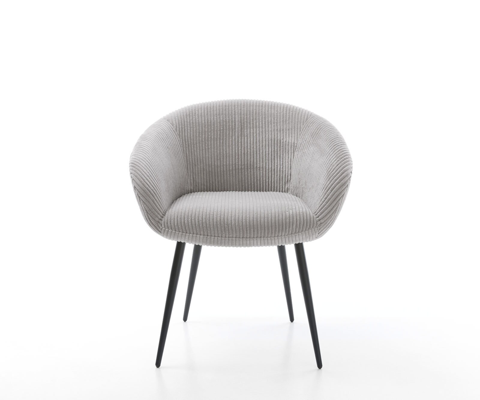 Трапезен стол с подлакътници Корд СребристСив 4 крака конични Черен Покет пружина Vinka-Flex 2