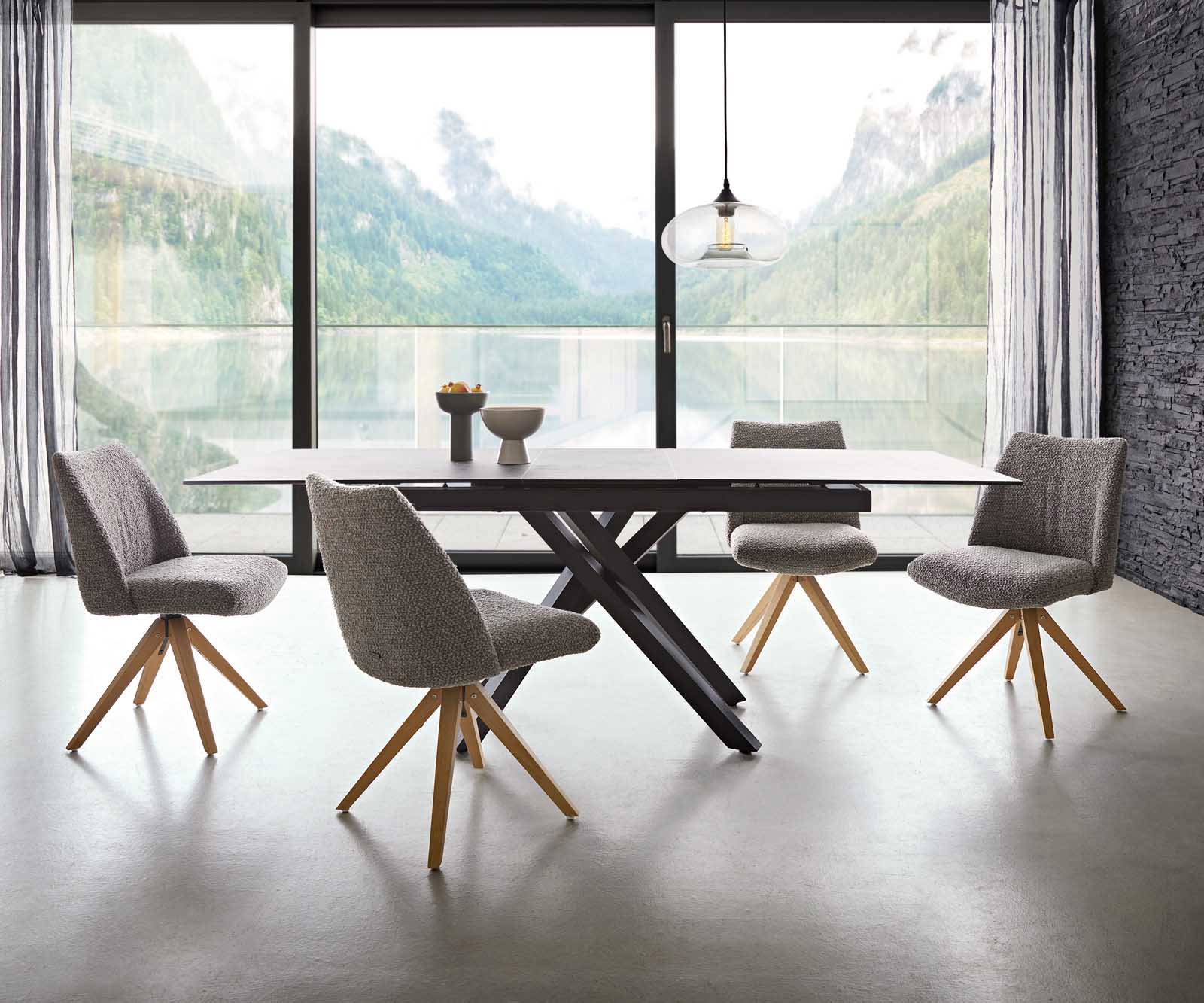 Врътящ се стол Букле СребристСив Дървена рамка  Натурал 180° въртящ се Покет пружина Elso-Flex 6 Врътящ се стол Букле СребристСив Дървена рамка  Натурал 180° въртящ се Покет пружина Elso-Flex 6