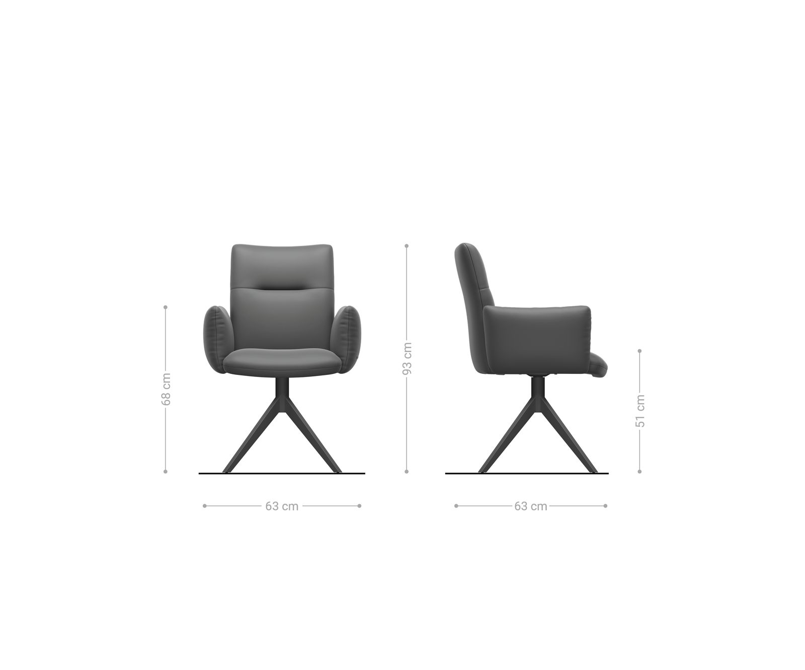 Врътящ се стол с подлакътници Букле СребристСив Конус крак плосък Неръждаема стомана 360° въртящ се Покет пружина Jova-Flex 6