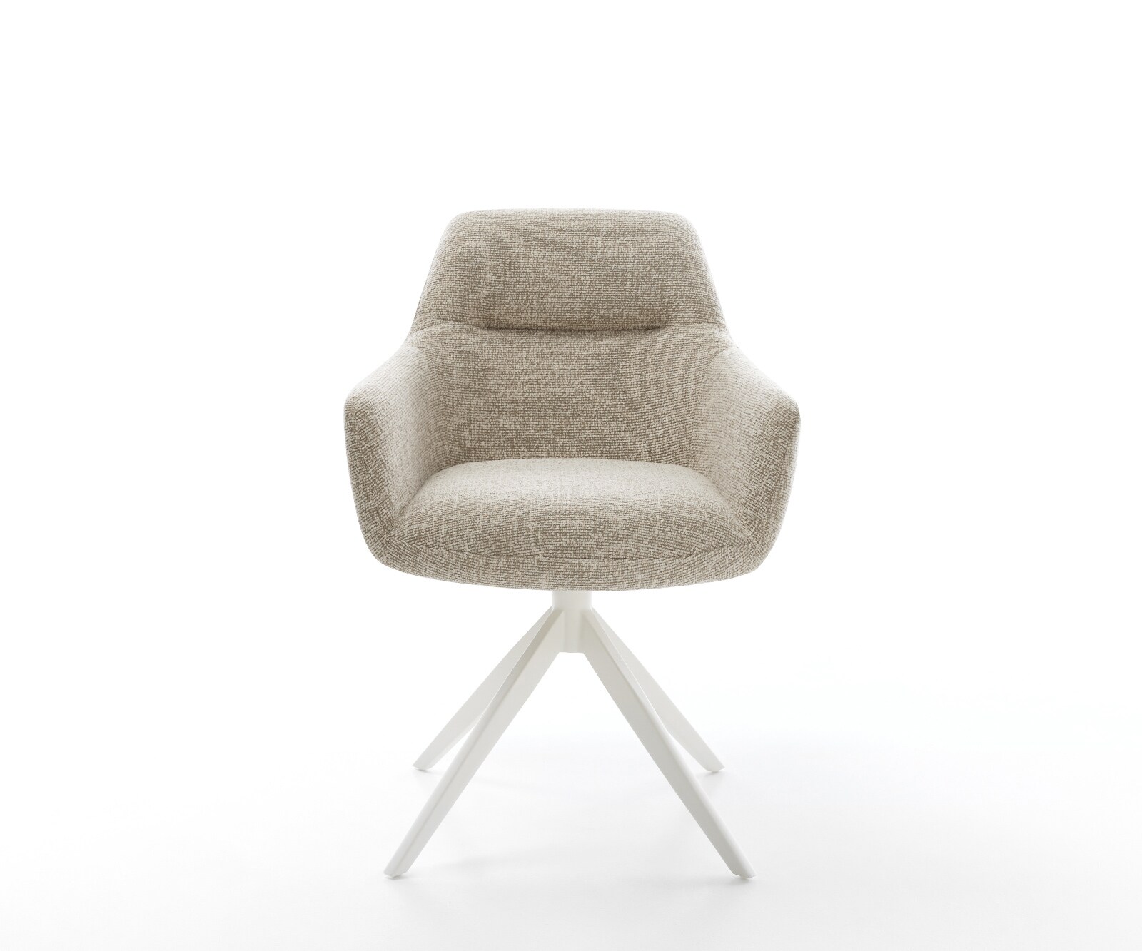 Въртящ се стол Pejo-Flex Soft Бежова тъкан Кръстосана рамка широка Бяла 360° въртене Люлееща се функция Ядро от джобни пружини 2