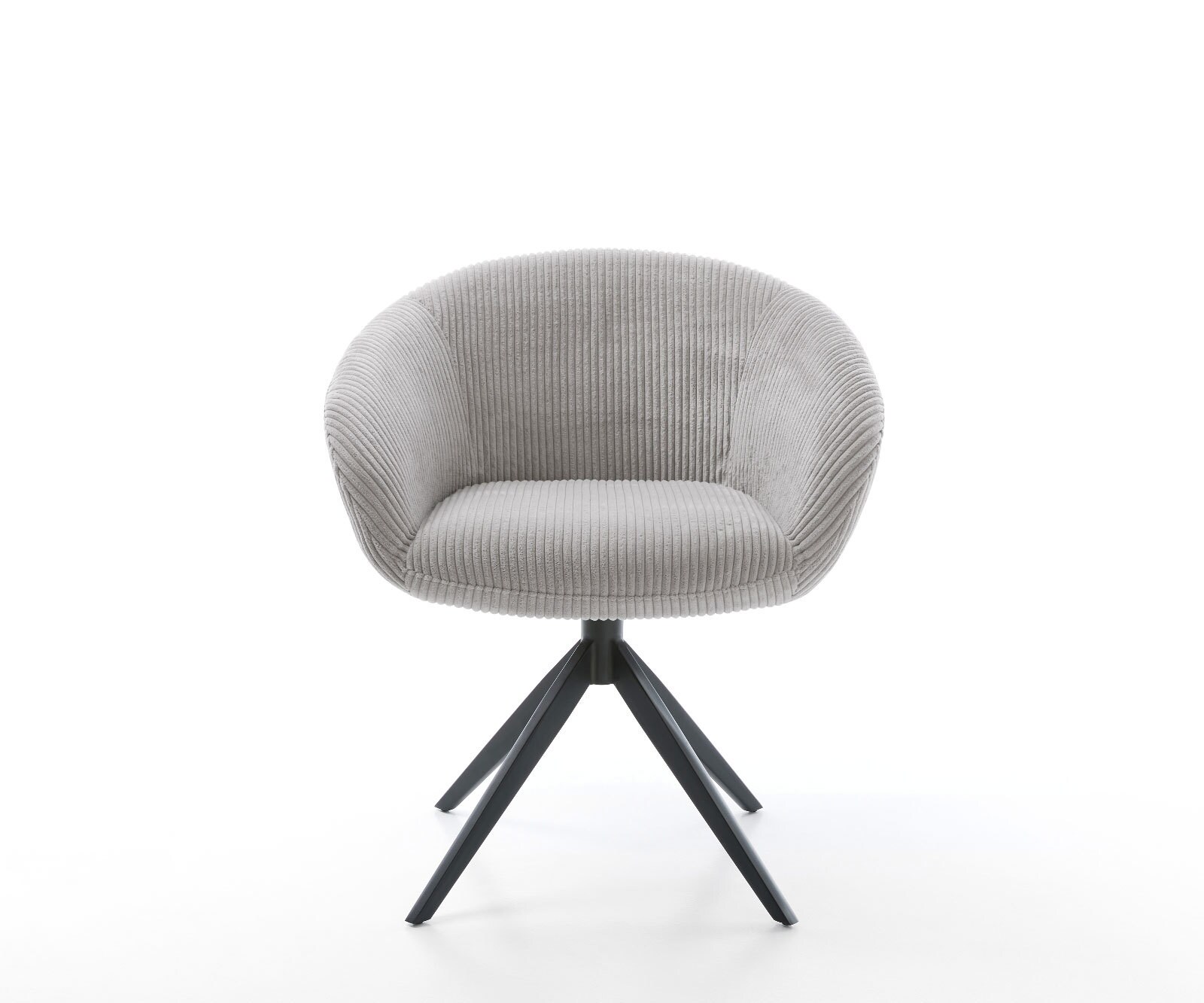 Въртящ се стол Vinka-Flex с подлакътници Корд сребристо-сив Кръстосана рамка широка черна 360° въртене Люлееща се функция Ядро от джобни пружини 2