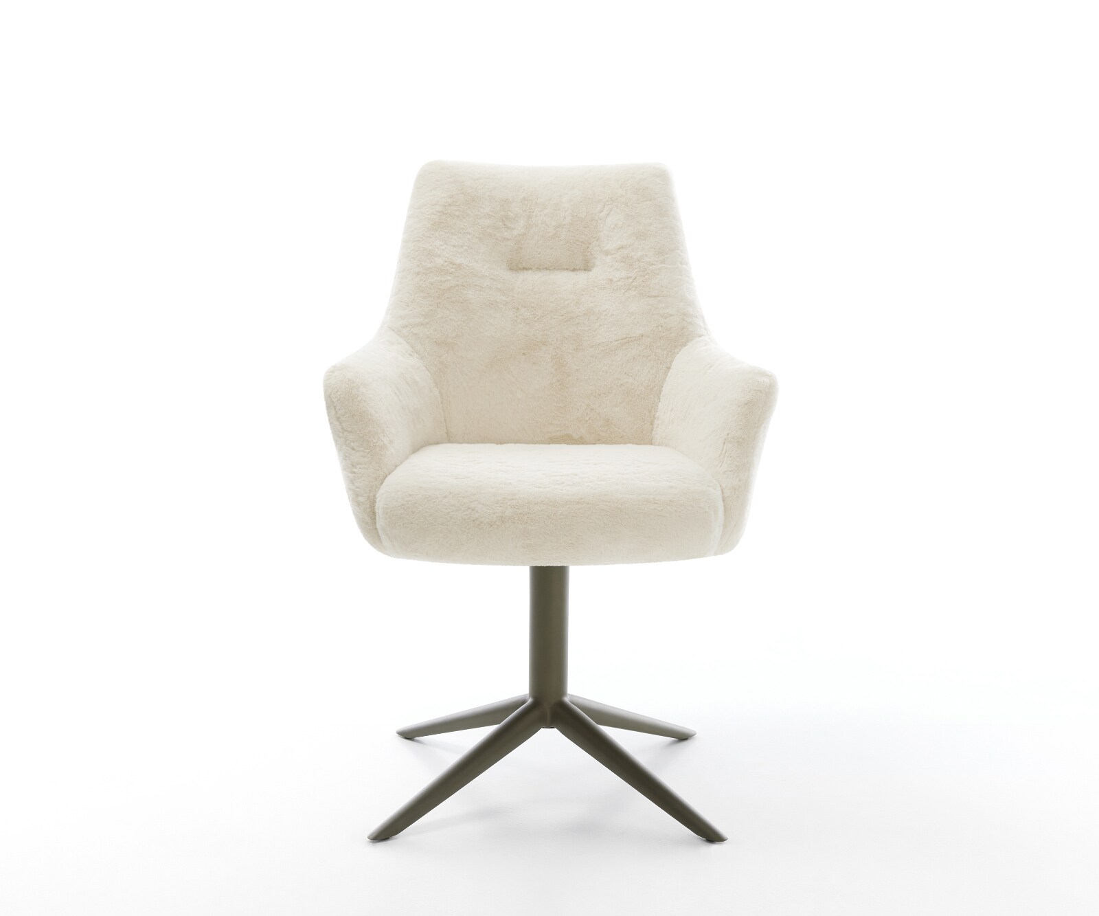 Въртящ се стол Alja-Flex с подлакътници плюшена кремаво-бяла основа ефектно покритие титан 360° въртяща се люлееща се функция сърцевина от джобни пружини 2