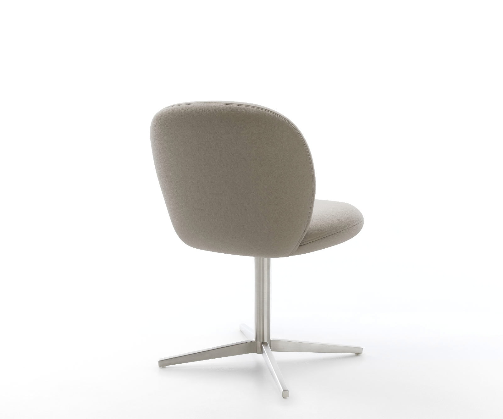 Врътящ се стол Естествена кожа Сиво-Кафяв Офис основа Неръждаема стомана 360° въртящ се Покет пружина Nube-Flex 5