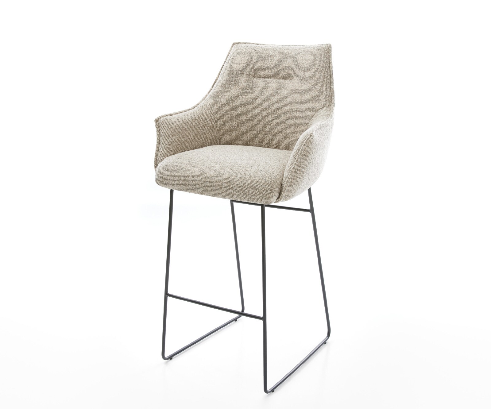 Бар стол Alja-Flex, мек бежов плат, Черна, метална основа шейна, сърцевина от джобни пружини 1