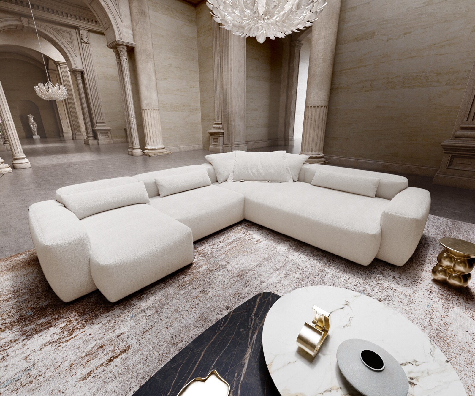 Дневен кът Freestyle 360x290 cm Bouclé Soft Бежов шев