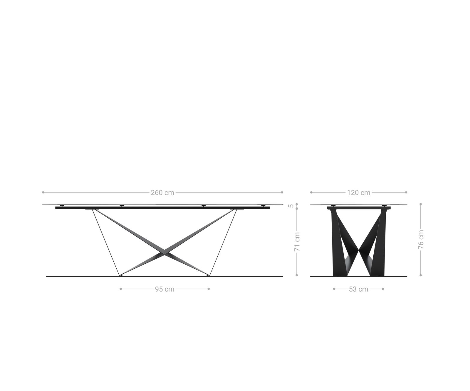 Трапезна маса Edge Boot 260x120 см, керамика Laminam „®“, цвят „Sabbia“ (дъбов), Spider, плоска стомана, неръждаема стомана 8
