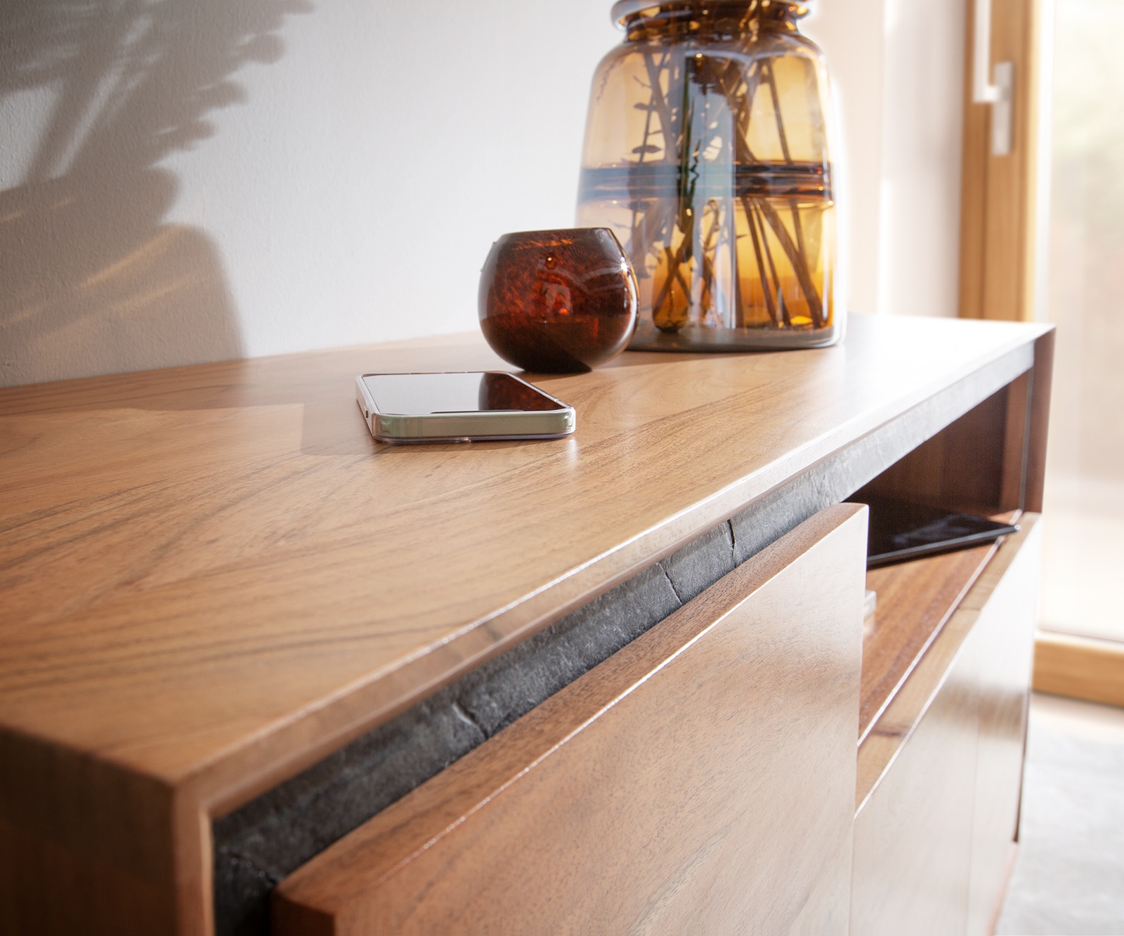 Бюфет 145 cm Акация Натурал 3 Врати 1 Рафт каменен фурнир V-Крак Stonegrace 4 Бюфет 145 cm Акация Натурал 3 Врати 1 Рафт каменен фурнир V-Крак Stonegrace 4