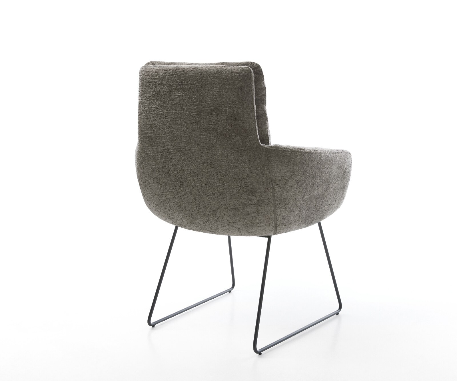 Трапезен стол Abelia-Flex с подлакътници Bouclé Soft Mud Основа за шейни черна 5