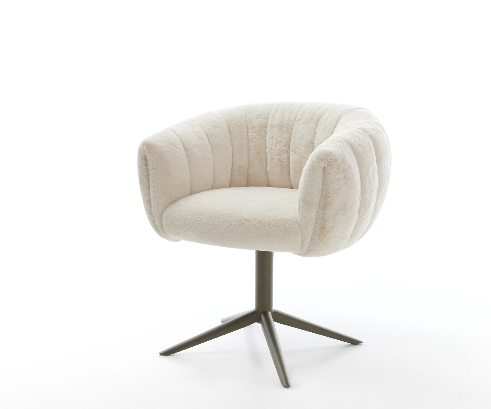 Въртящ се стол Jada-Flex плюшена кремаво-бяла основа ефектно покритие титан 360° въртяща се люлееща се функция сърцевина от джобни пружини