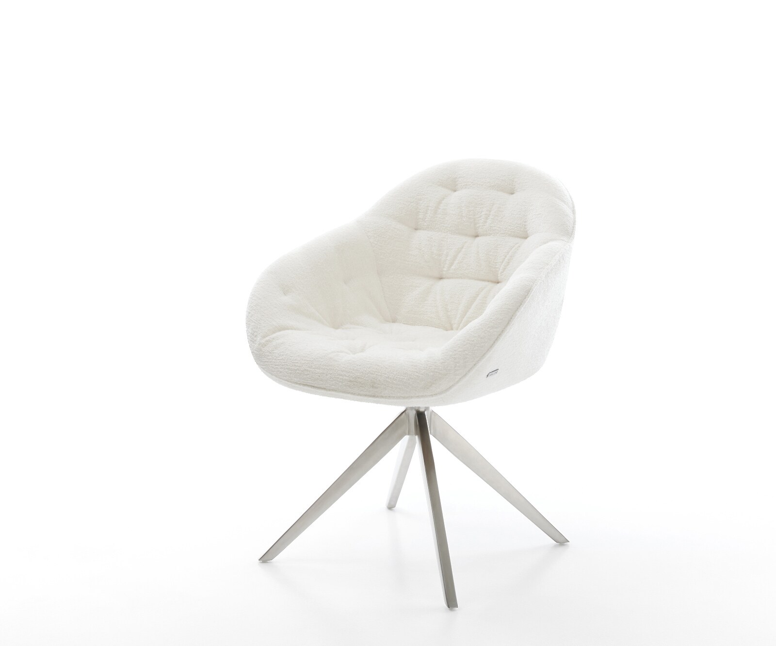 Въртящ се стол Gaio-Flex Bouclé Soft Beige Кръстосана рамка широка Неръждаема стомана Въртене на 360° Люлееща се функция 1